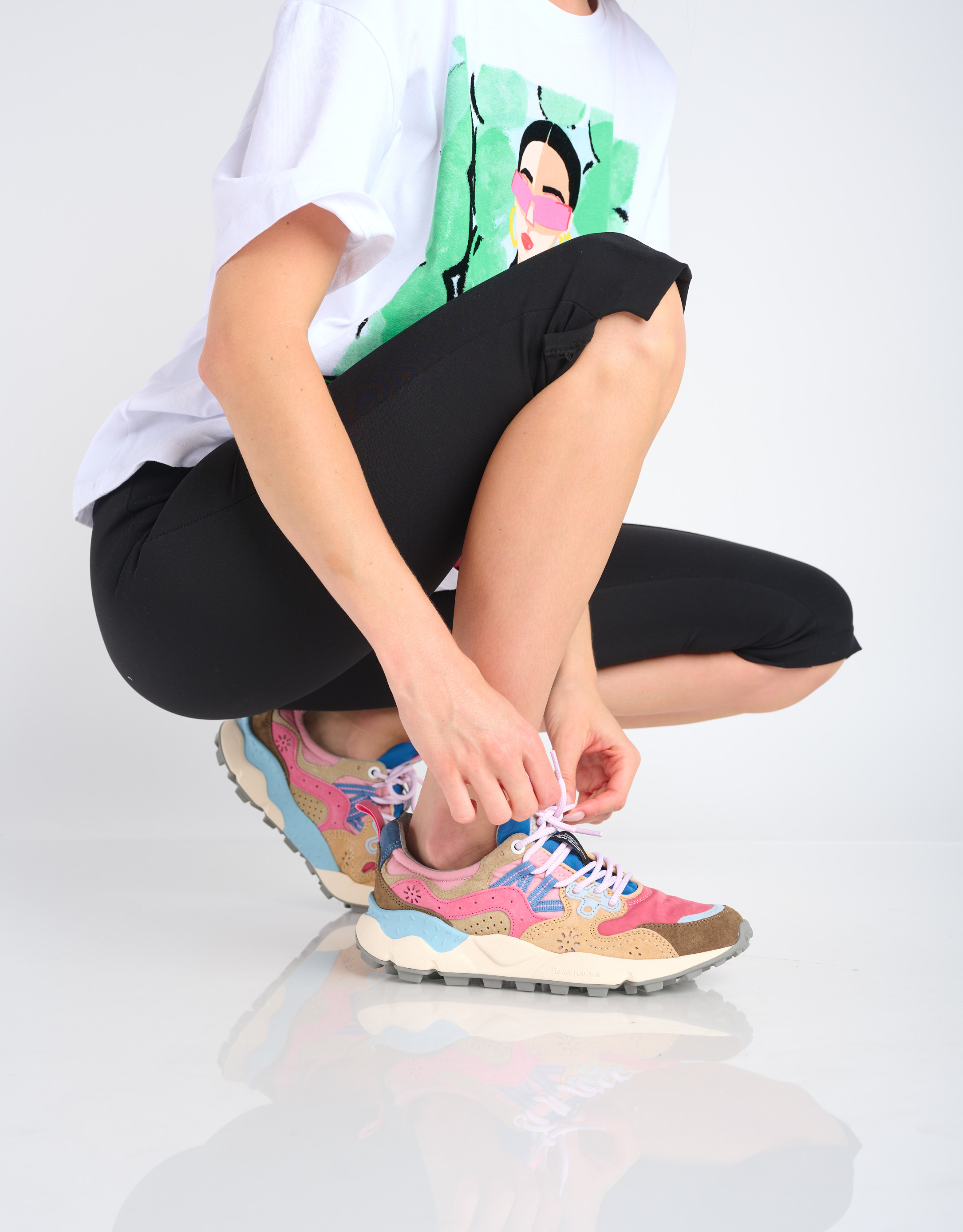 נעלי נשים - Flower Mountain - סניקרס YAMANO צבעוניות - ורוד   חום