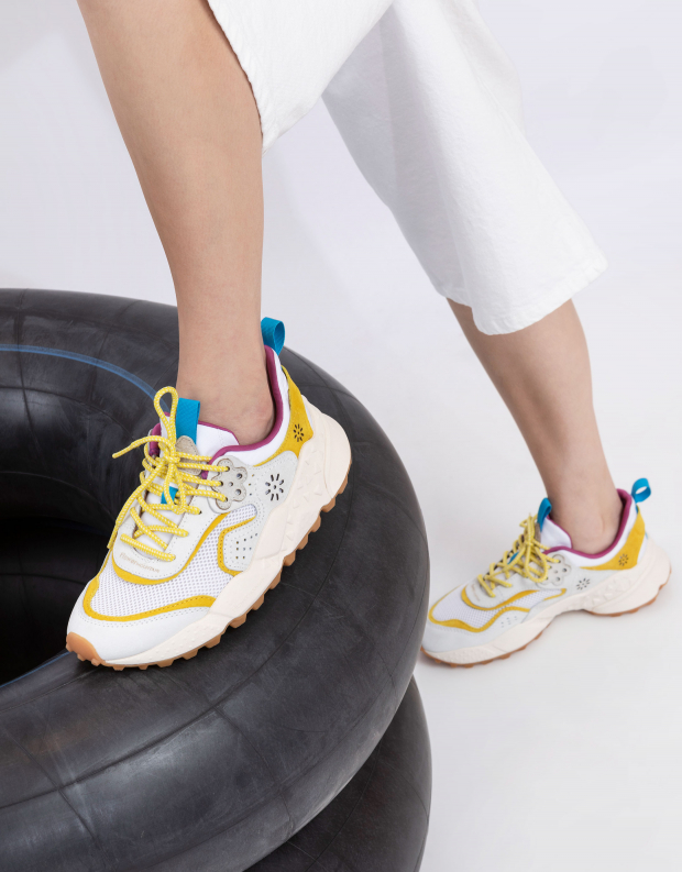 נעלי נשים - Flower Mountain - סניקרס KOTETSU - לבן   צהוב