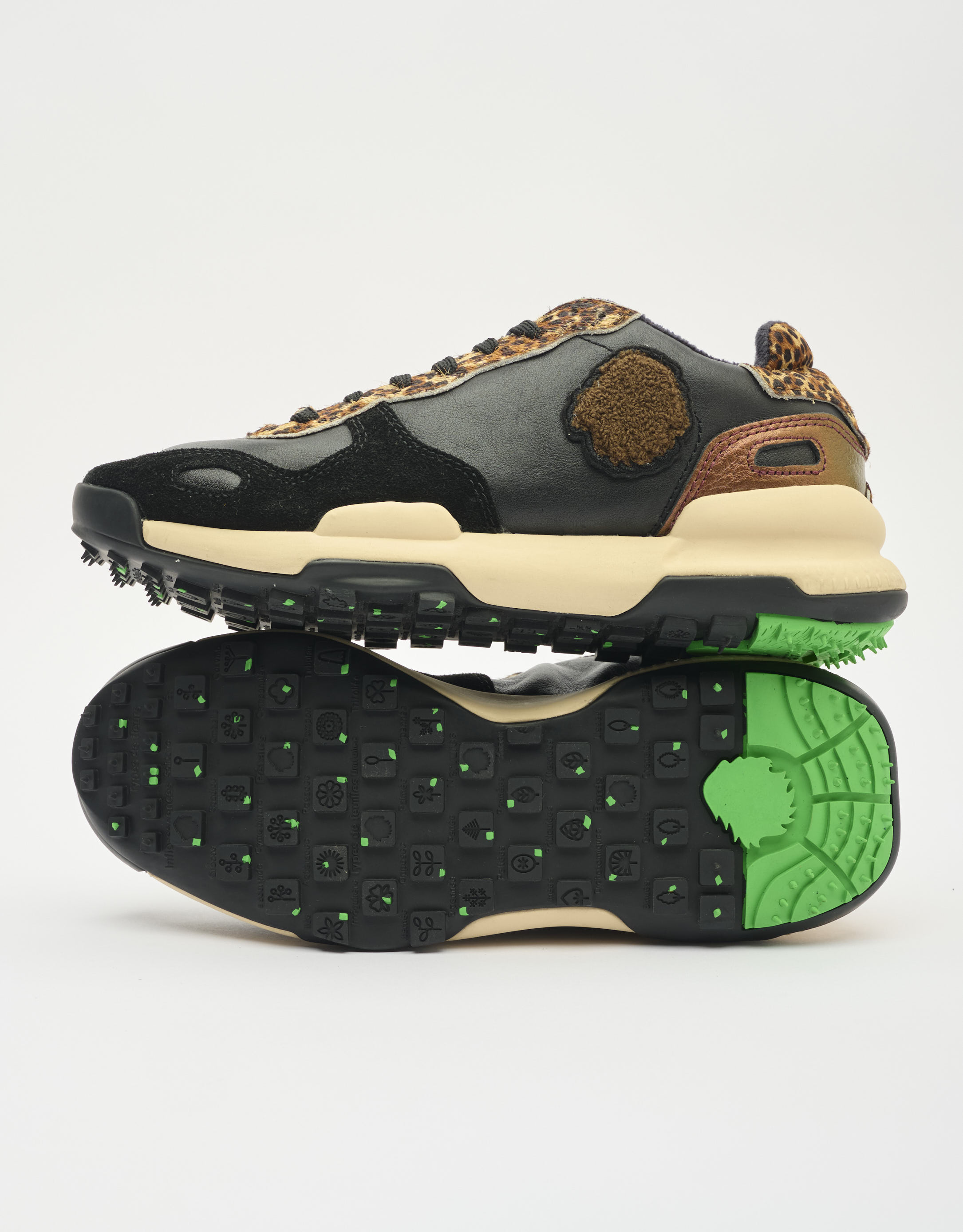 נעלי נשים - Satorisan - סניקרס עור CHACRONA - שחור מנומר2