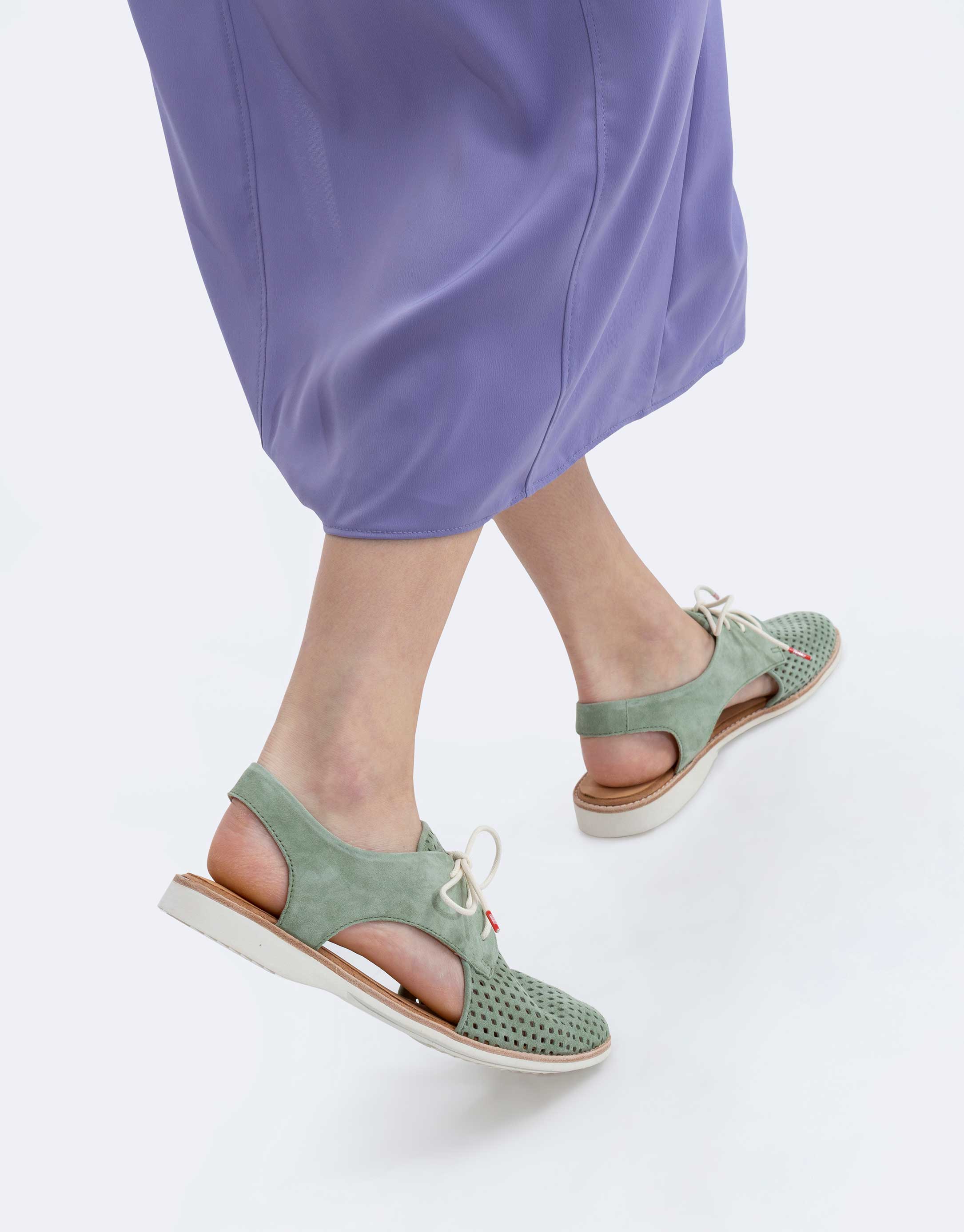 נעלי נשים - Rollie - סנדלי זמש SLINGBACK  PUNC - מנטה