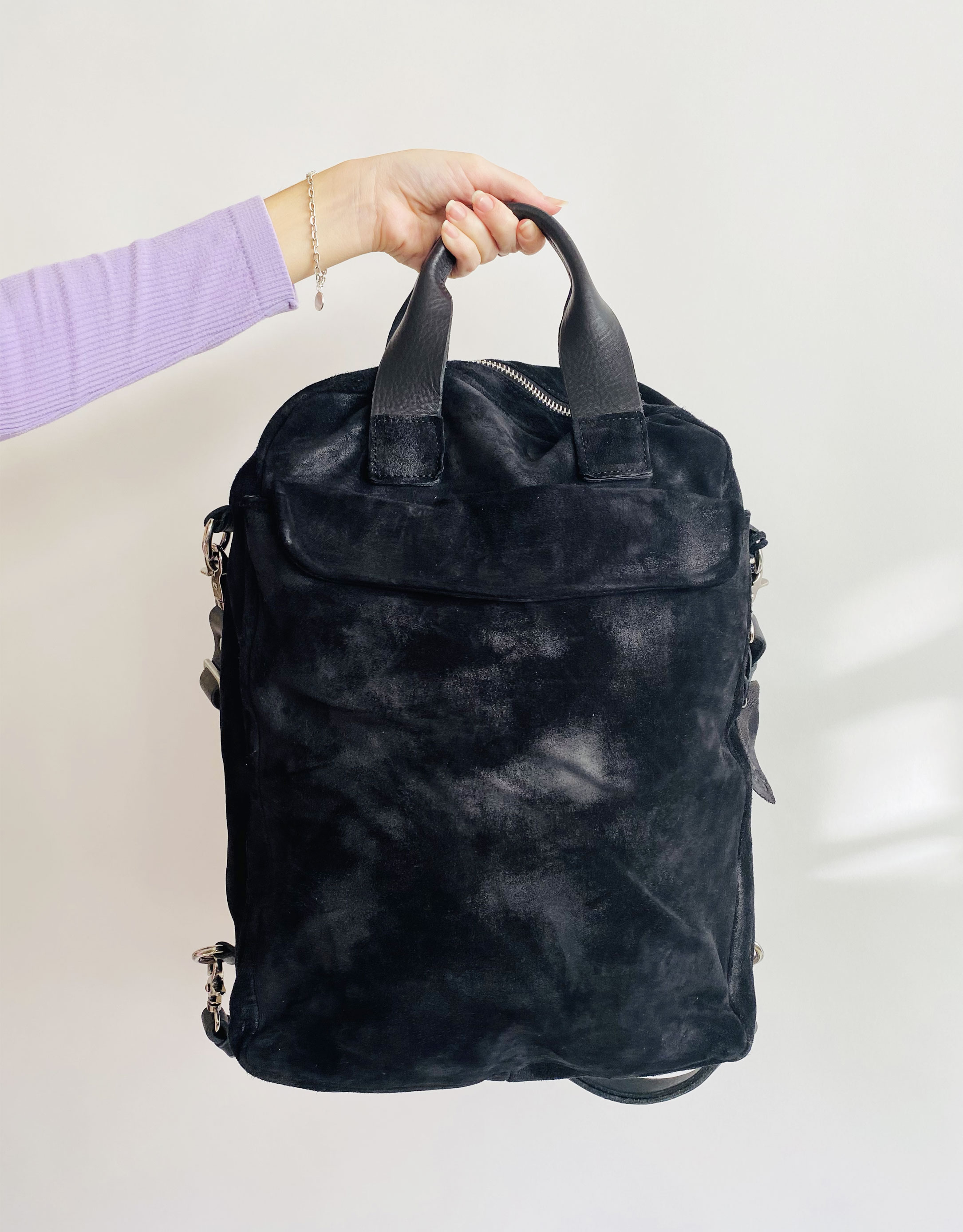 A.S. 98 - תיק גב/צד מעור LUCA - שחור