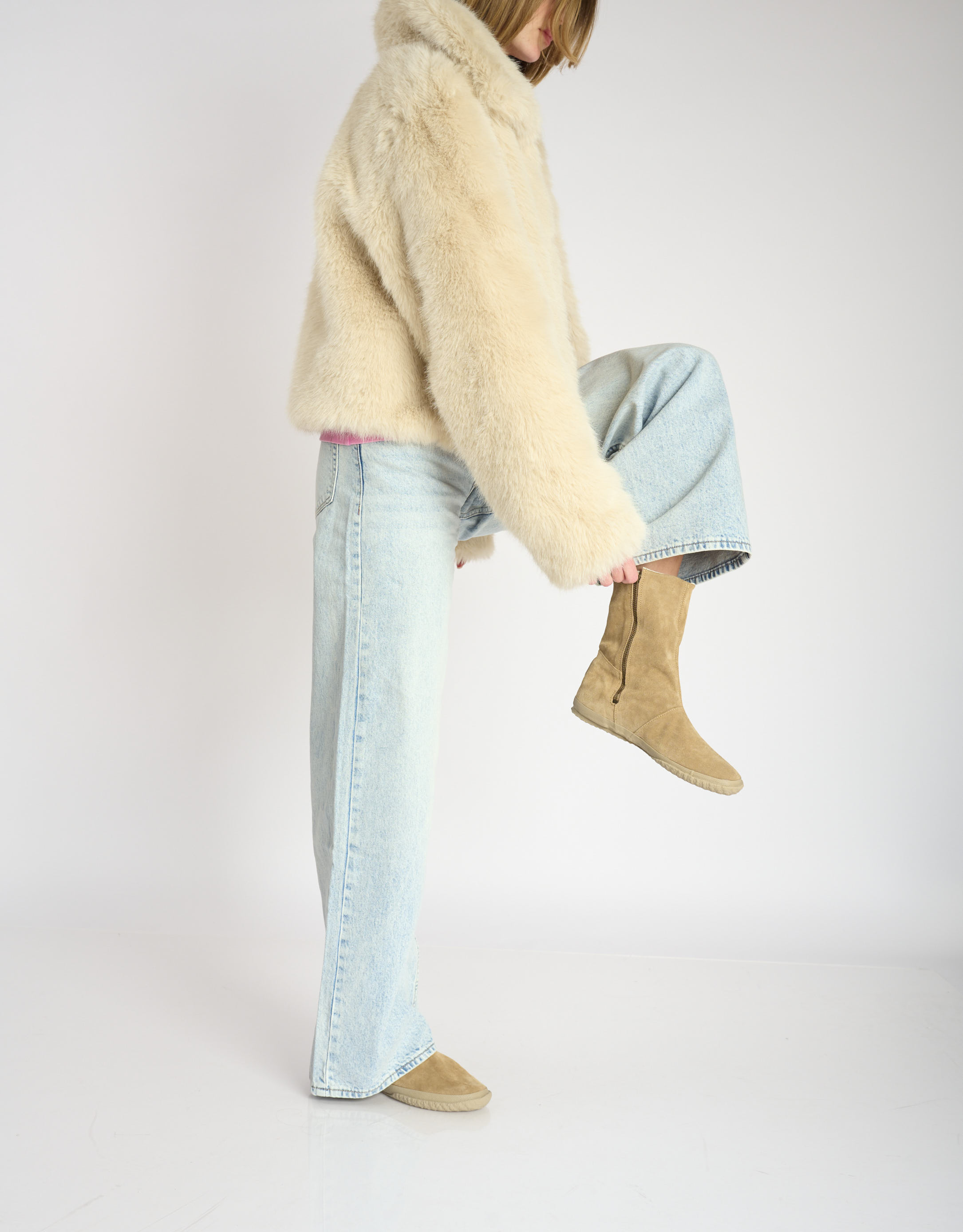 נעלי נשים - Aro - מגפיים מזמש WILLY - בז'3