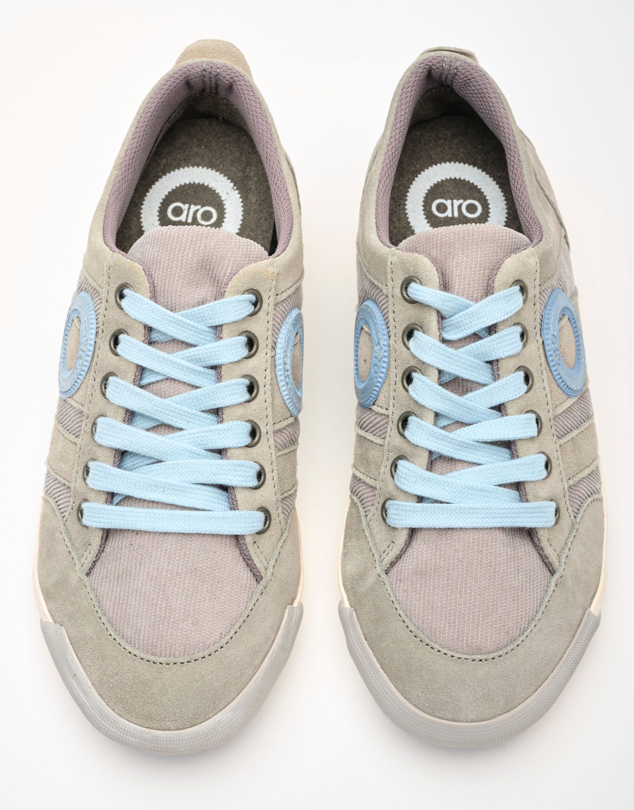נעלי גברים - Aro - סניקרס עור ובד IDO - אפור בהיר2