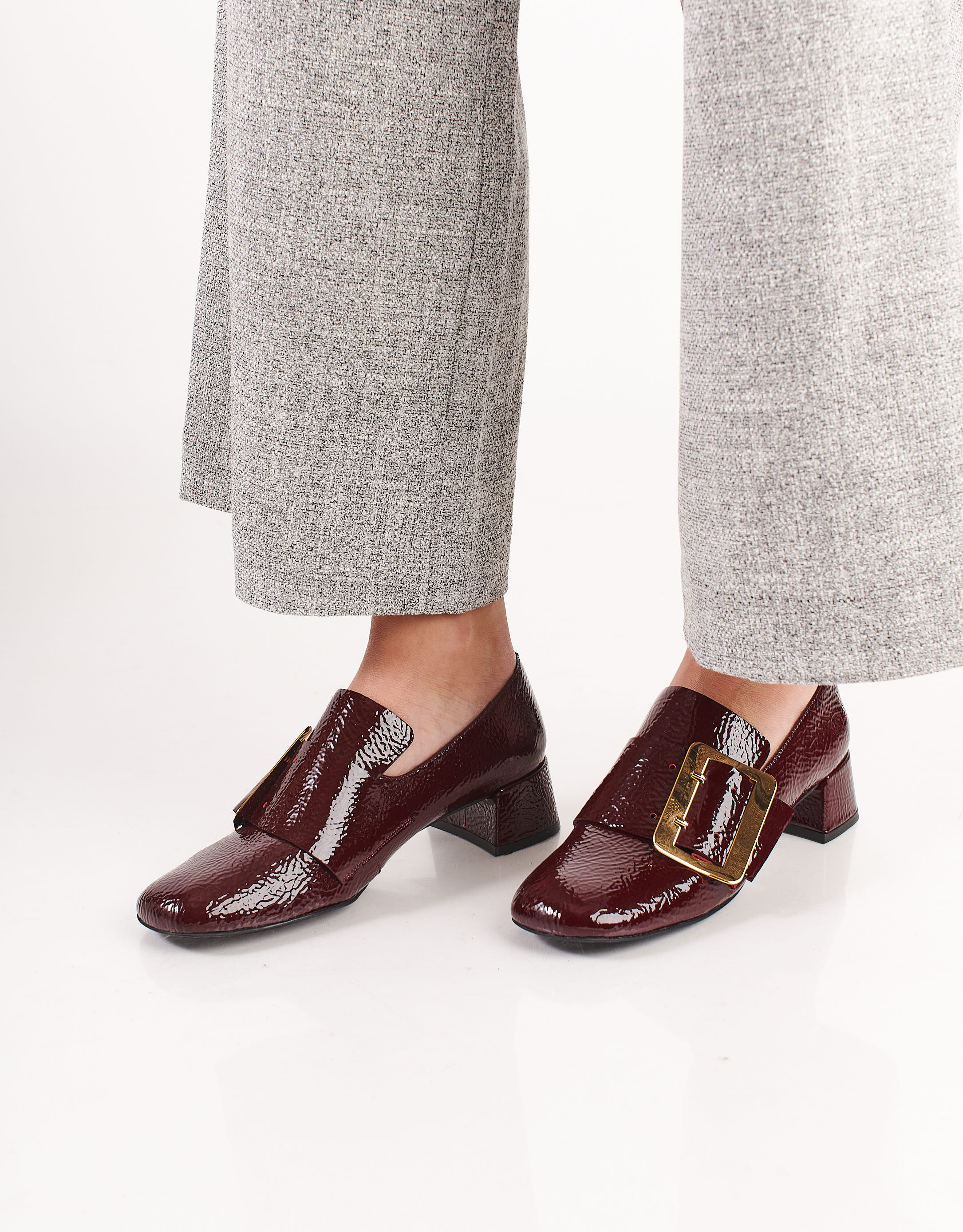 נעלי נשים - Jeffrey Campbell - נעליי לק עם אבזם PROCTOR - בורדו2