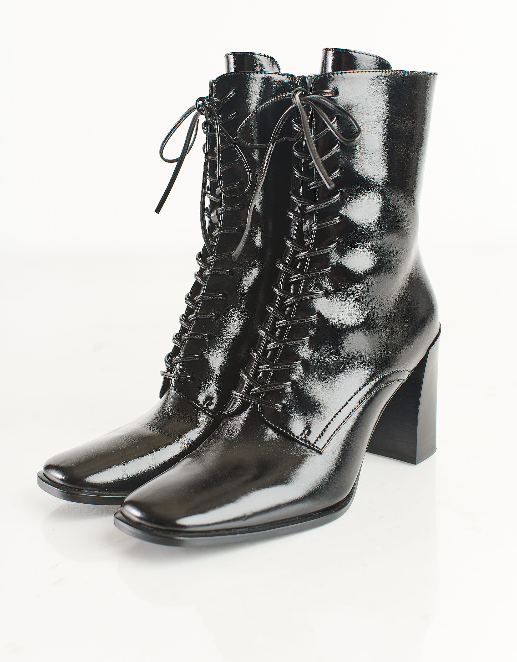 נעלי נשים - Jeffrey Campbell - מגפוני עקב עם שרוכים SCRI - שחור2