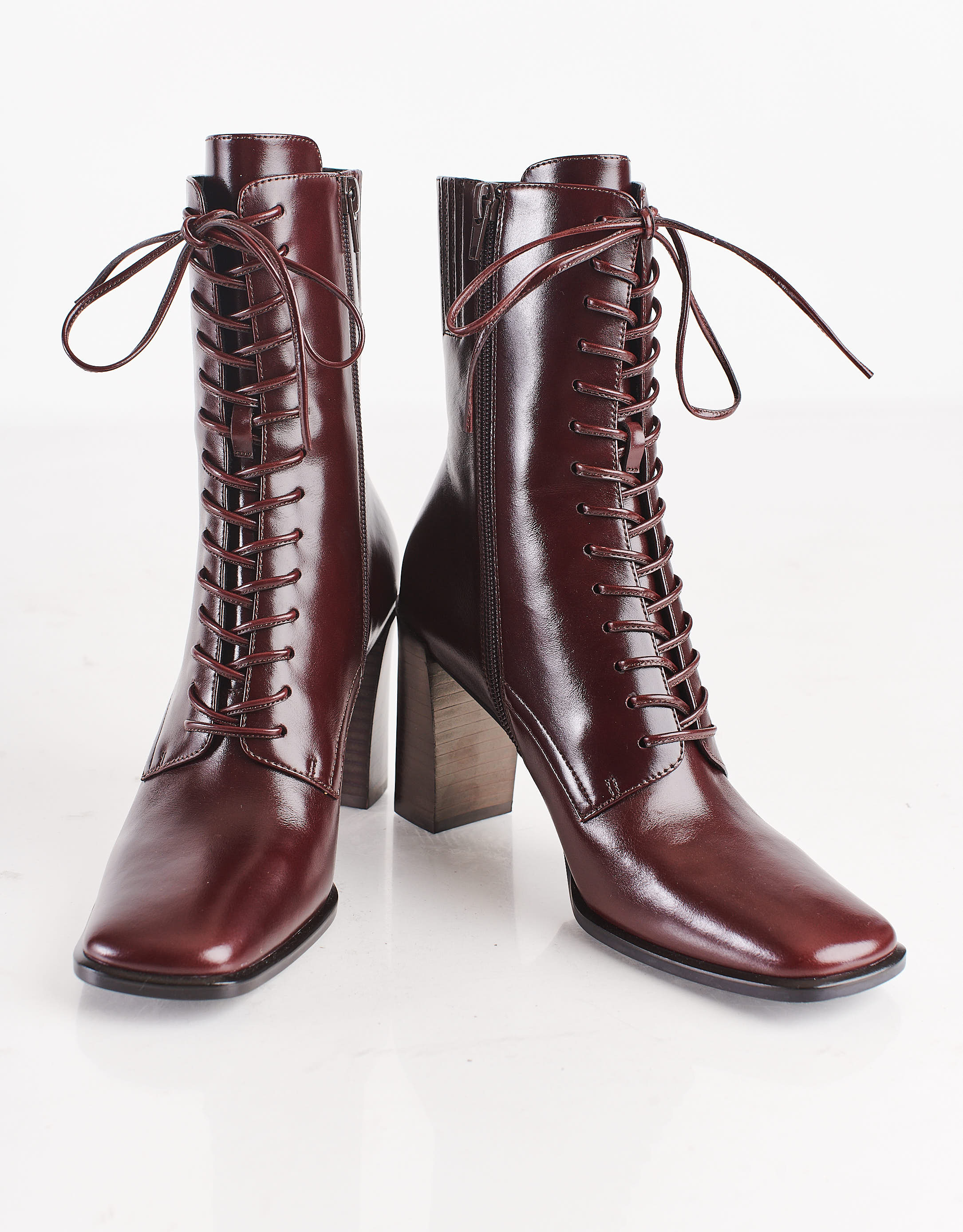 נעלי נשים - Jeffrey Campbell - מגפוני עקב עם שרוכים SCRI - חום2