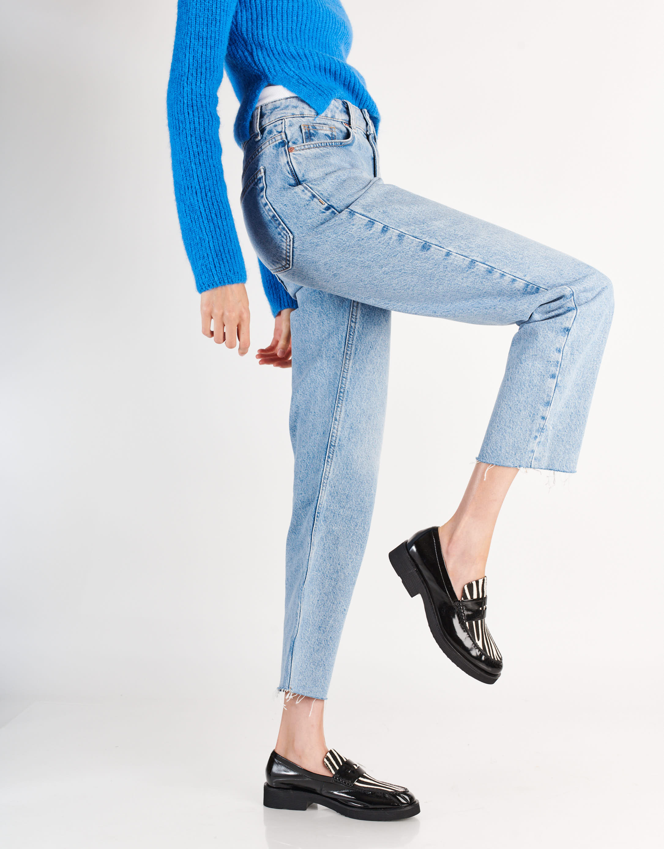 נעלי נשים - Jeffrey Campbell - מוקסינים משולבים LENNA PR - זברה1