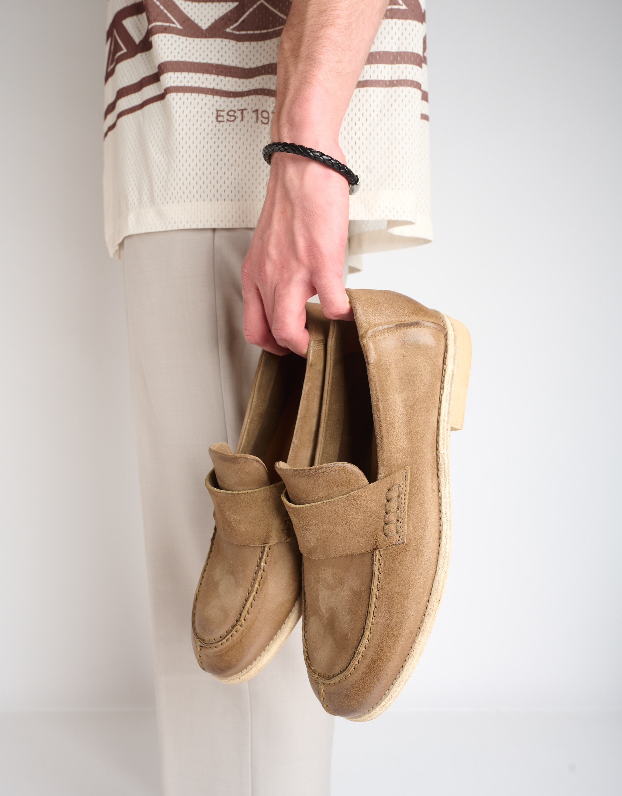 נעלי גברים - A.S. 98 - נעלי מוקסין OPLA - חום בהיר