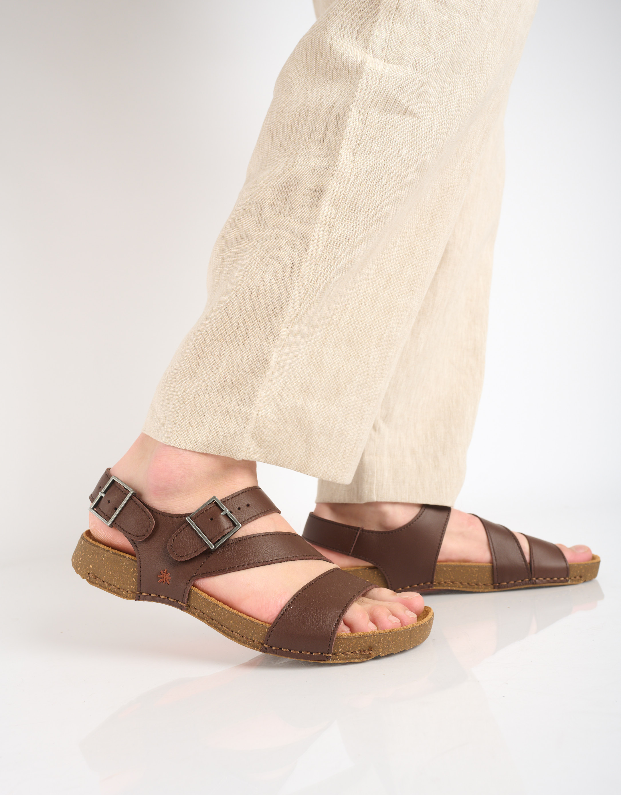 נעלי גברים - Art - סנדלי עור I BREATHE - חום