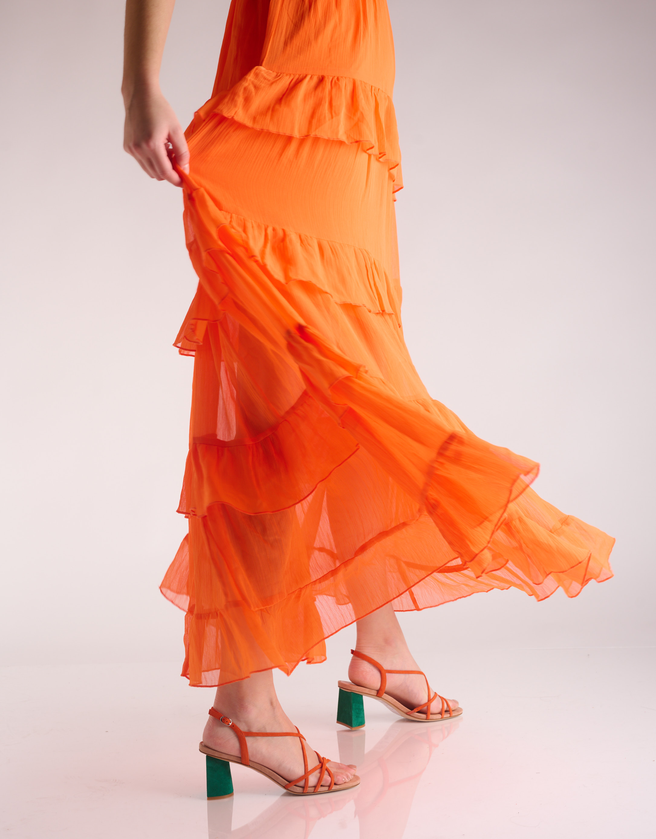 נעלי נשים - Jeffrey Campbell - סנדלי עקב זמש MACRAME - כתום