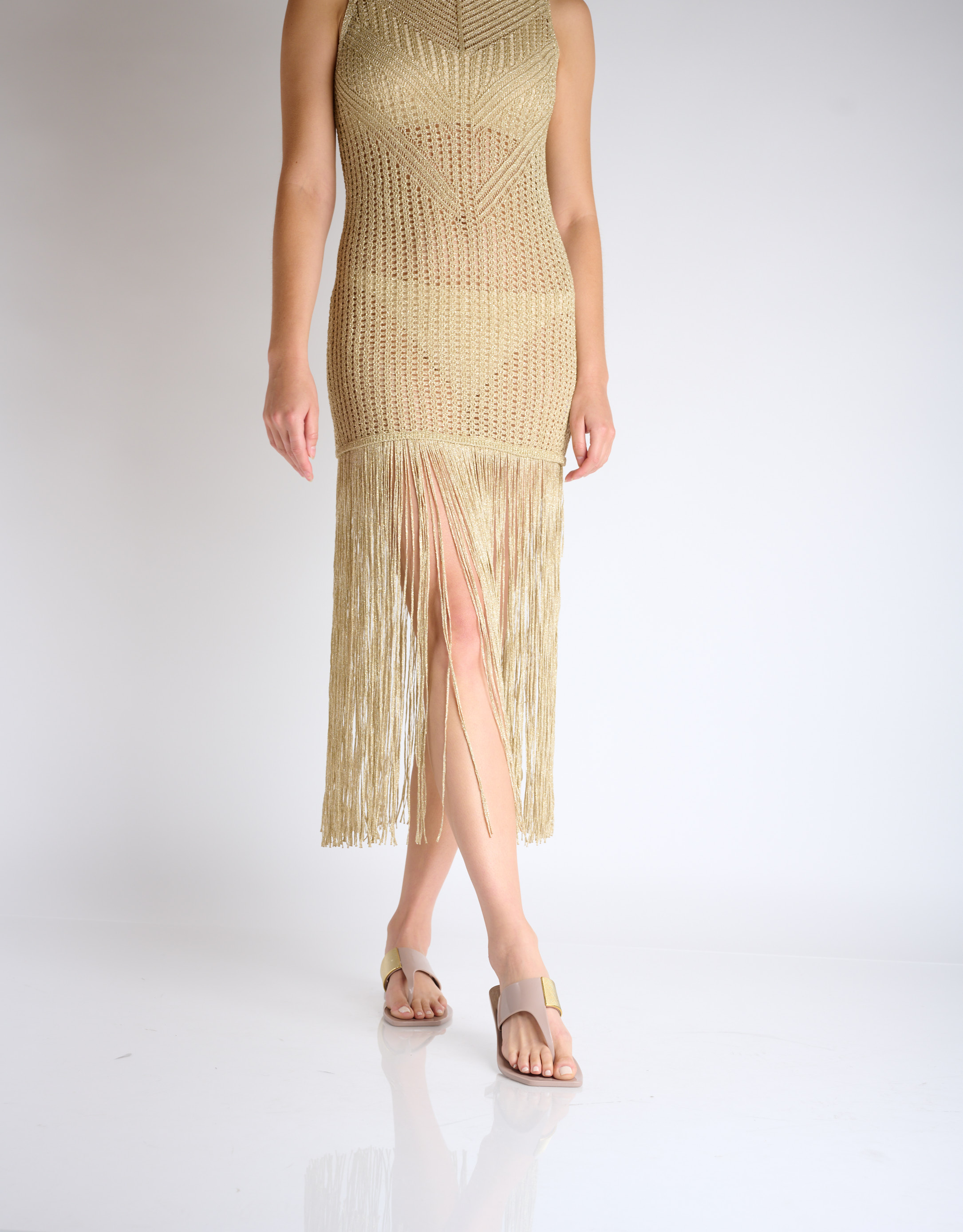 נעלי נשים - voices - כפכפי אצבע FLOW זהב - בז'