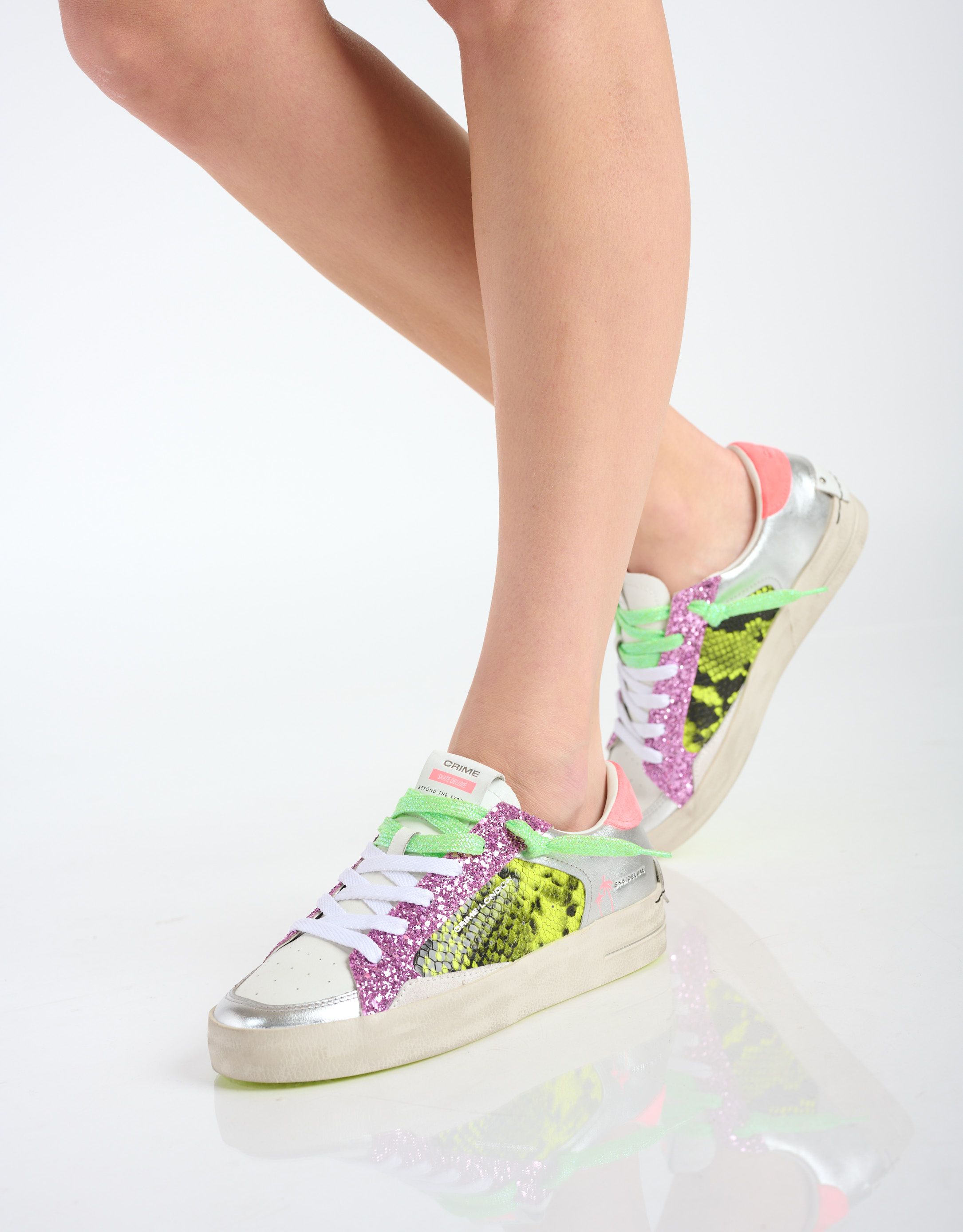 נעלי נשים - Crime London - סניקרס משולבות BONNIE - נחש