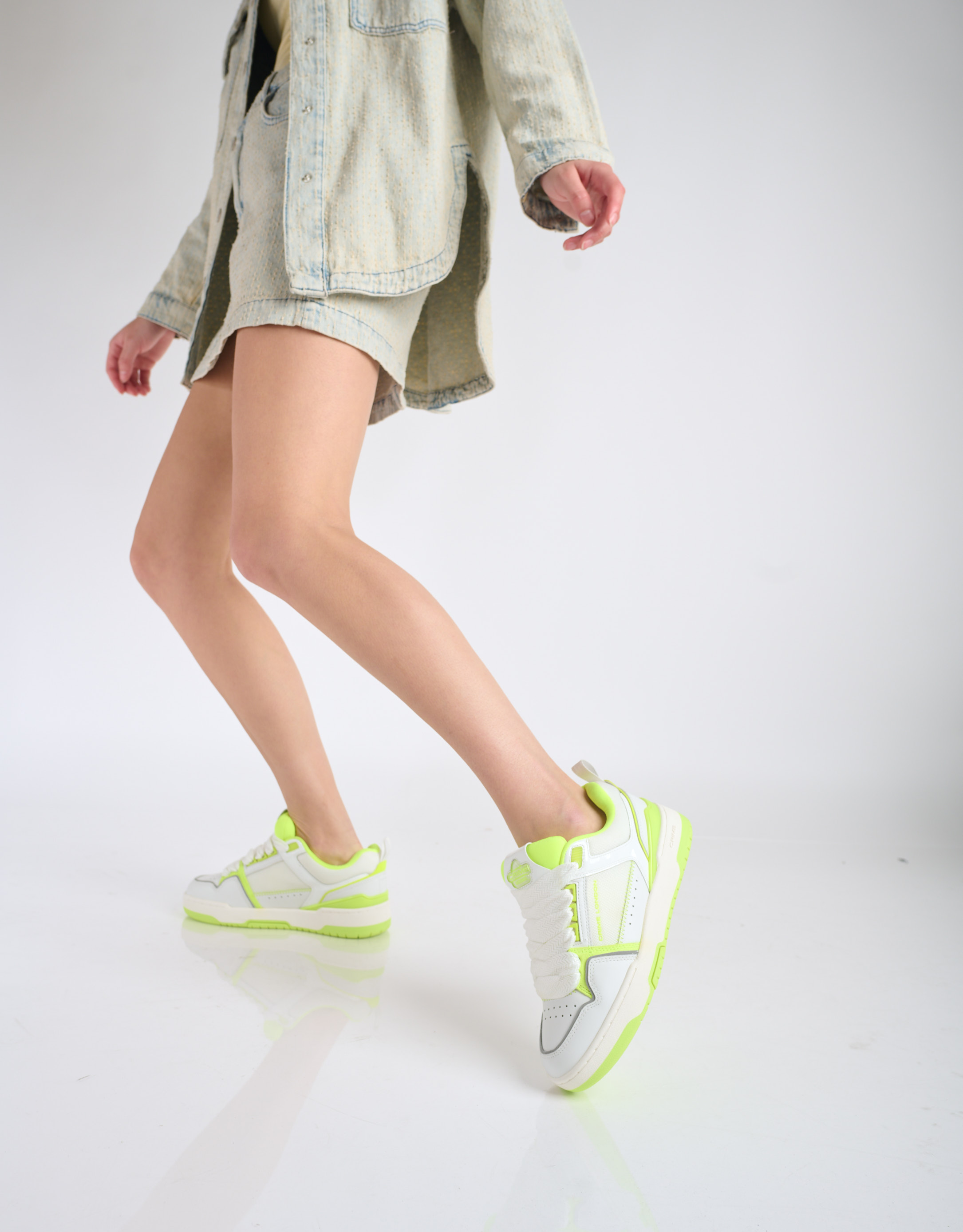 נעלי נשים - Crime London - סניקרס HAYLEY - לבן   ירוק