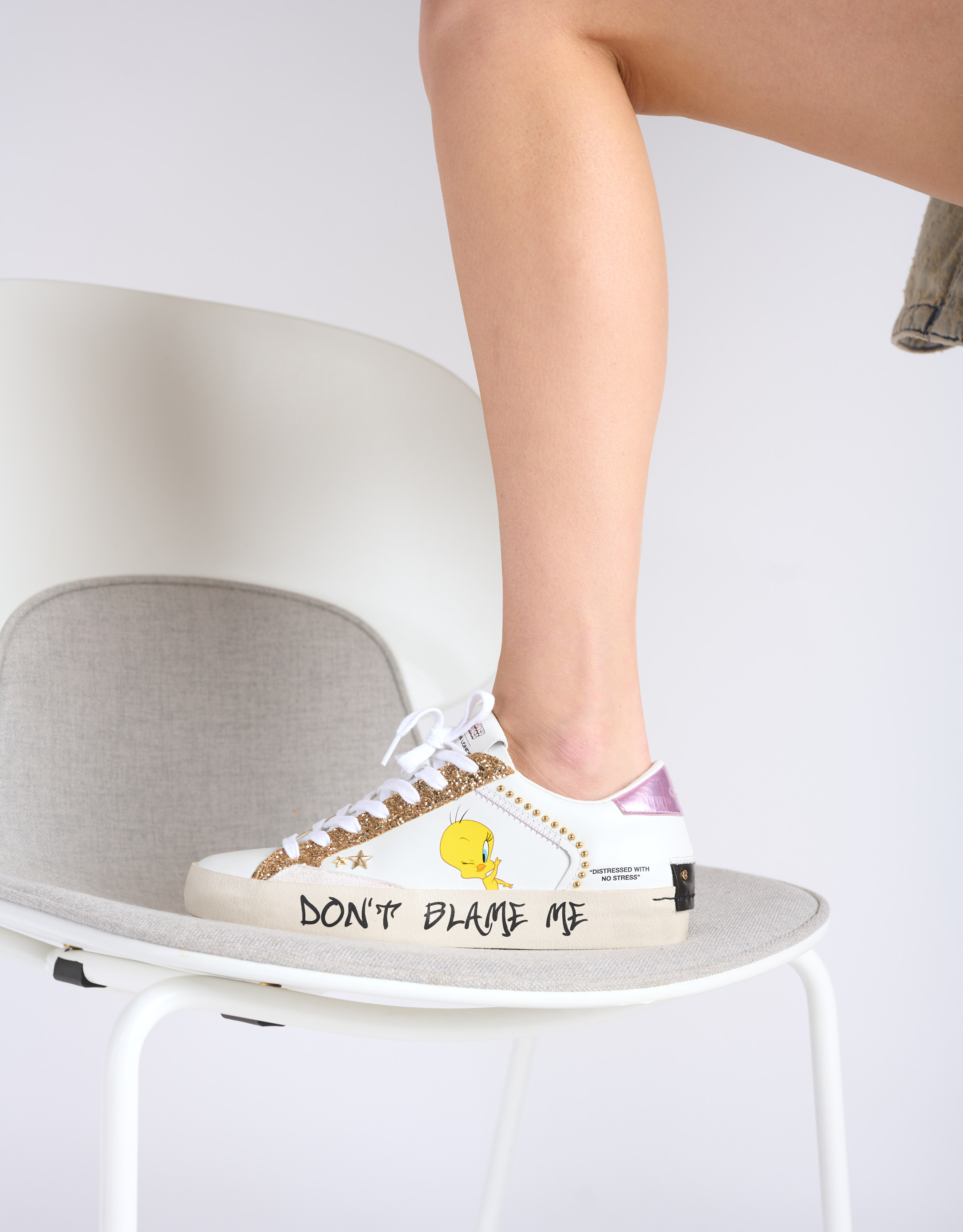 נעלי נשים - Crime London - סניקרס SHERYL - לבן   זהב