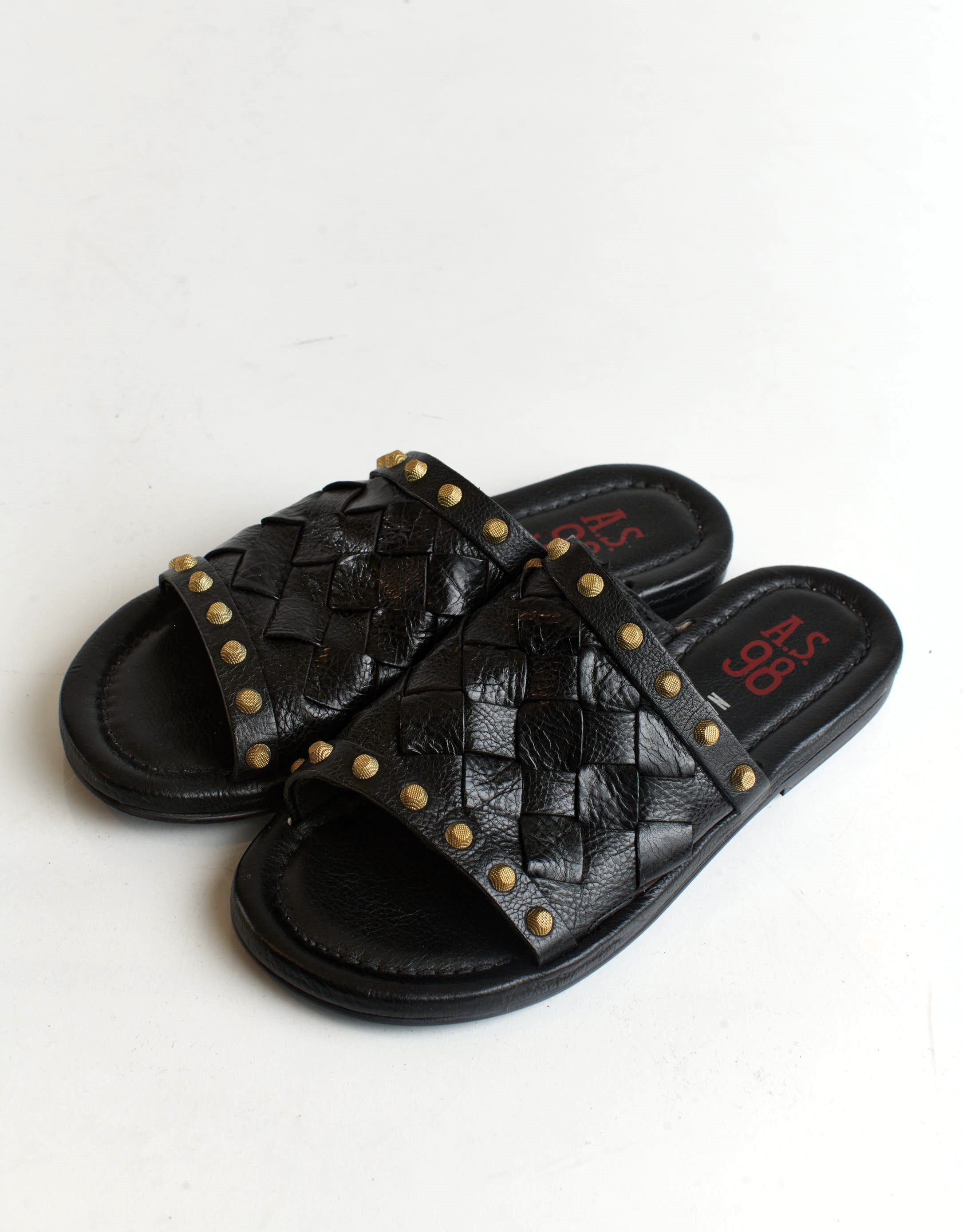 נעלי נשים - A.S. 98 - כפכפי עור קלועים YOU - שחור