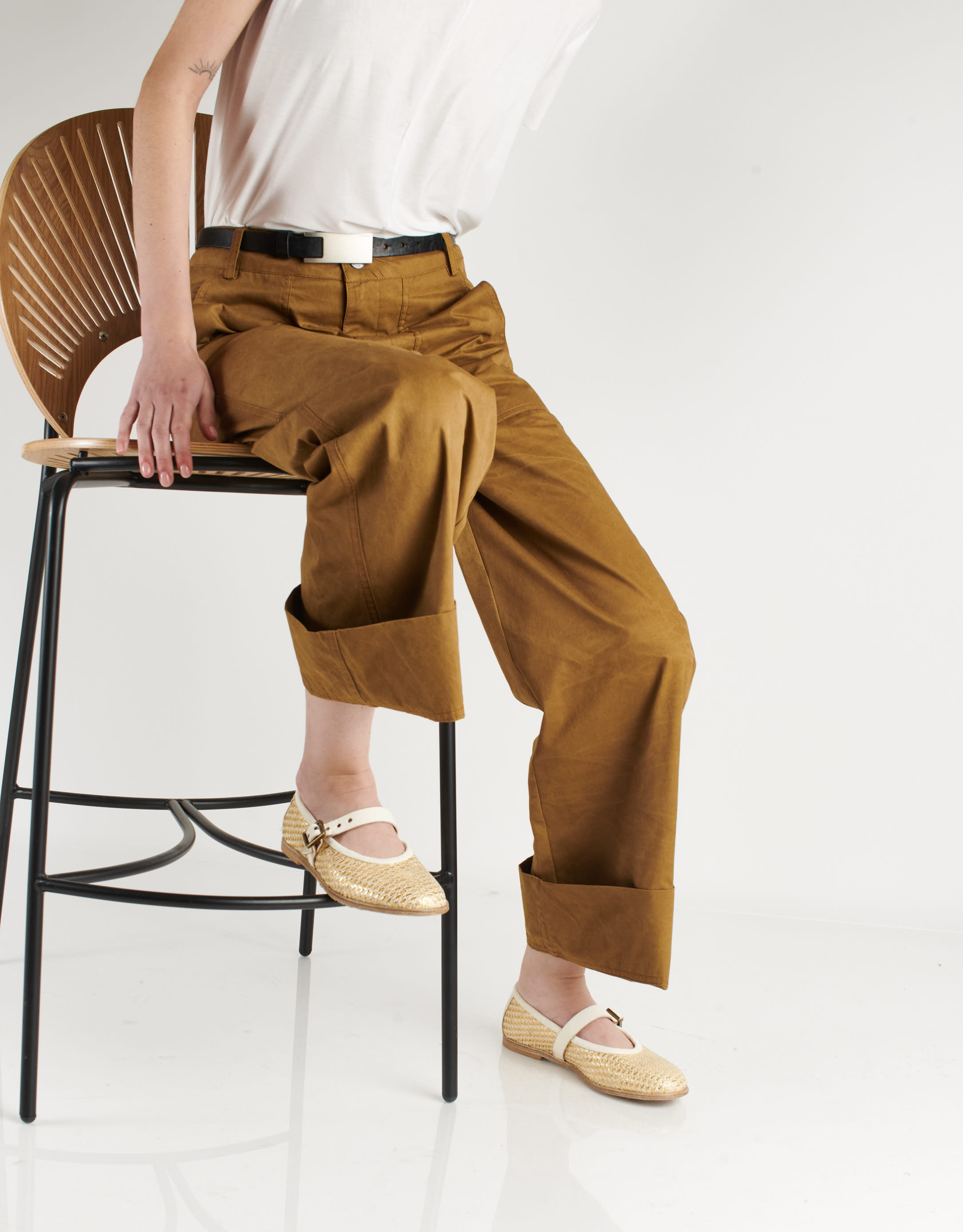 נעלי נשים - A.S. 98 - נעלי בובה JAZZINA - לבן   זהב