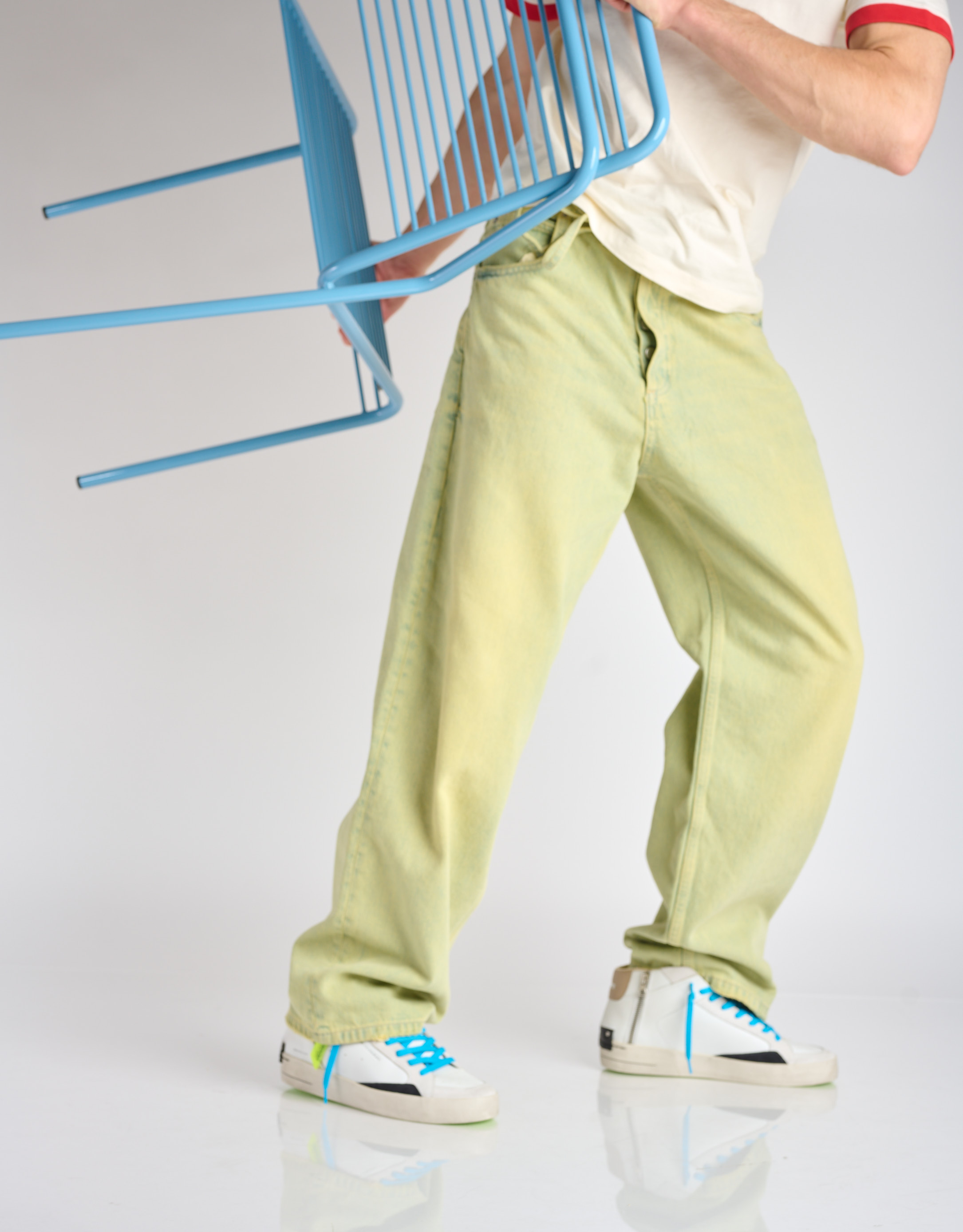 נעלי גברים - Crime London - סניקרס גבוהות NICK - לבן   כחול