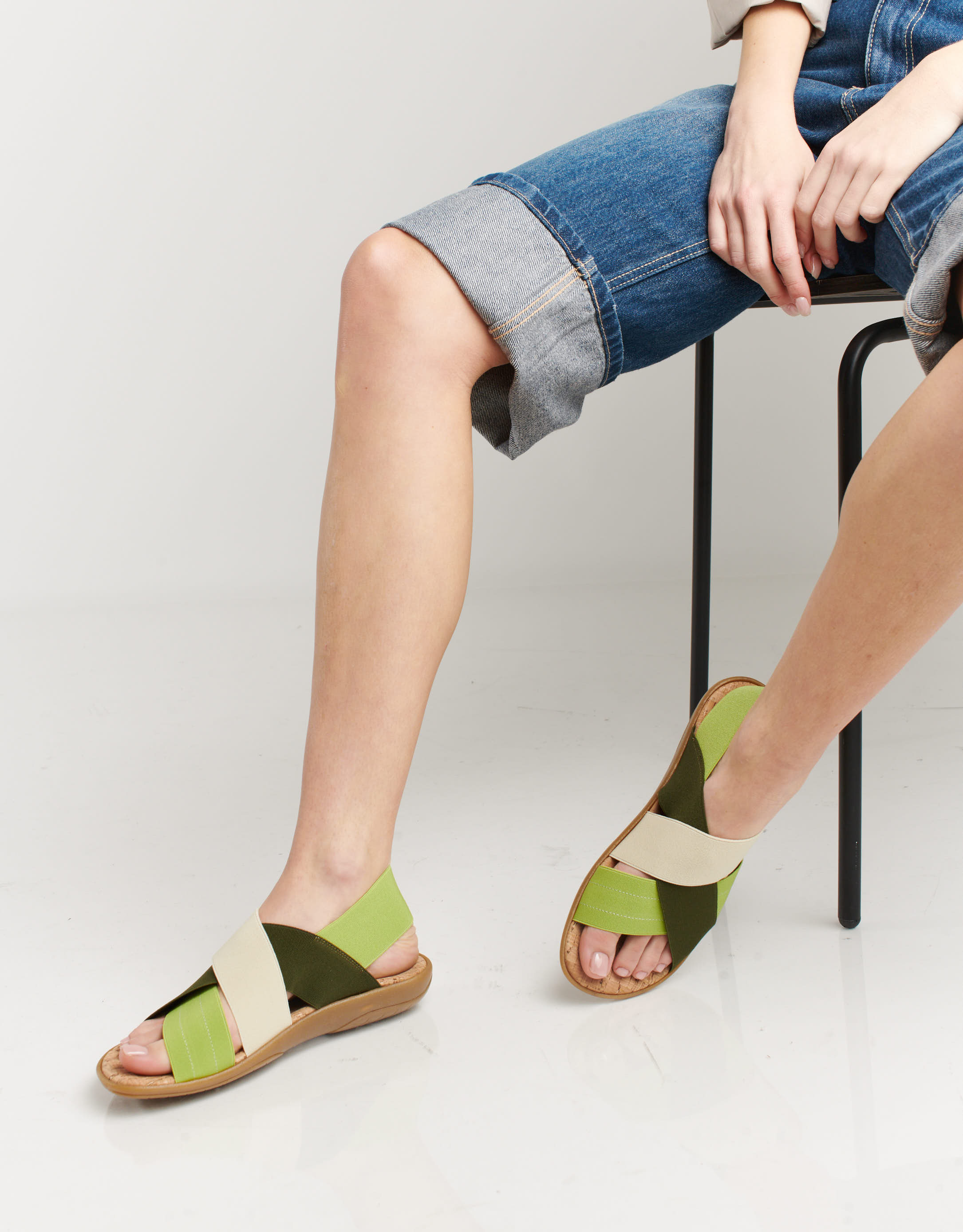 נעלי נשים - NR Rapisardi - סנדלי רצועות משולבים CRUB - חאקי