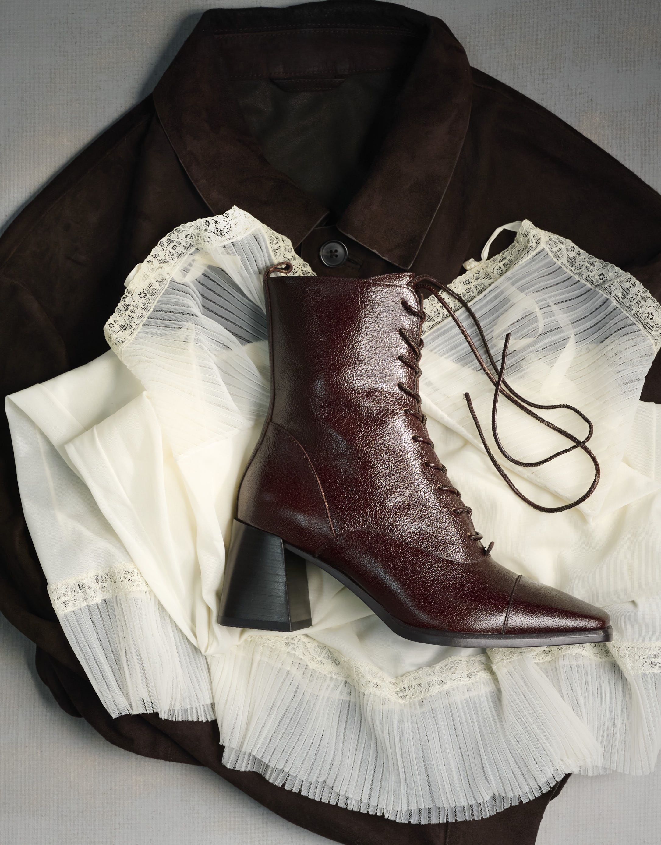 נעלי נשים - Jeffrey Campbell - מגפוני עקב WESTLYN - בורדו1