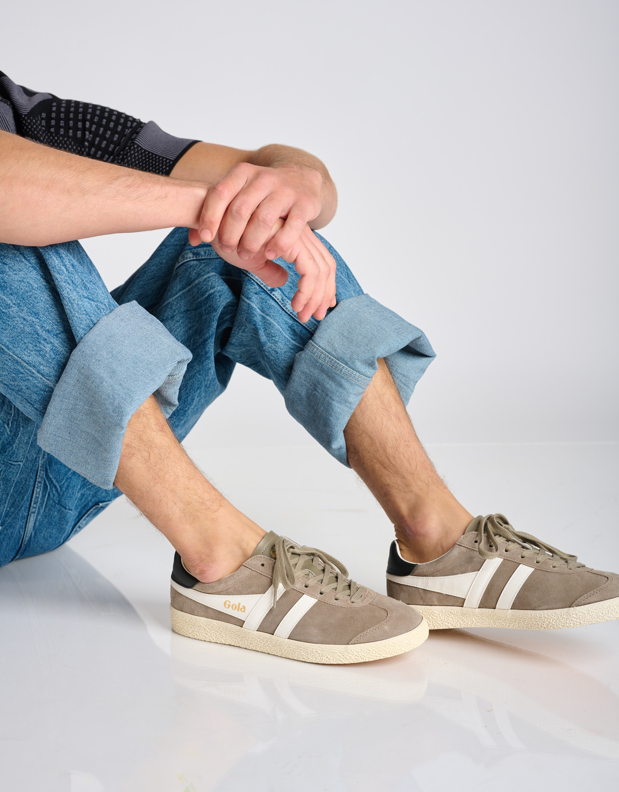 נעלי גברים - Gola - סניקרס עור MEDALLIST - אפור חום