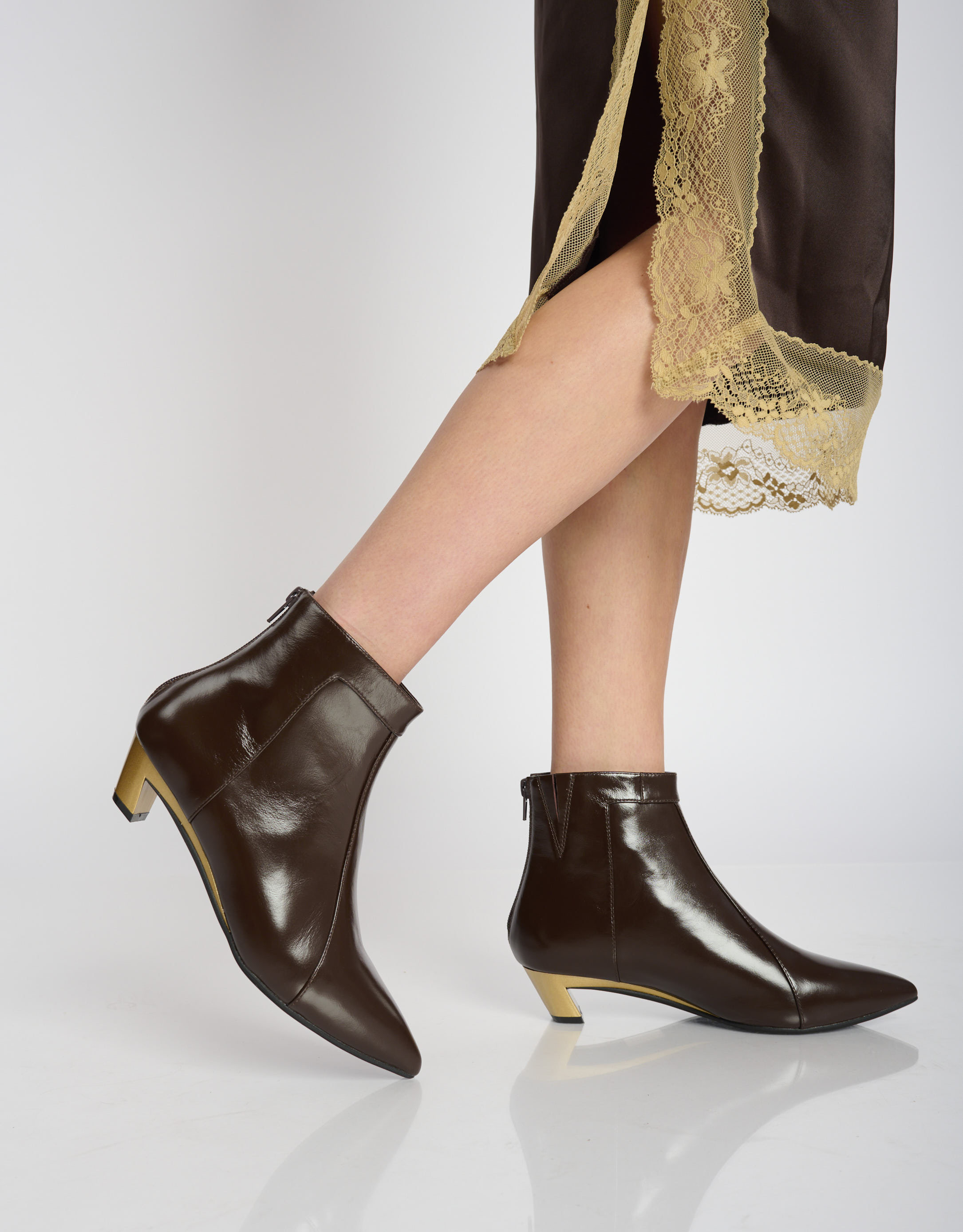 נעלי נשים - Jeffrey Campbell - מגפוני עור MISTRESS - חום כהה3