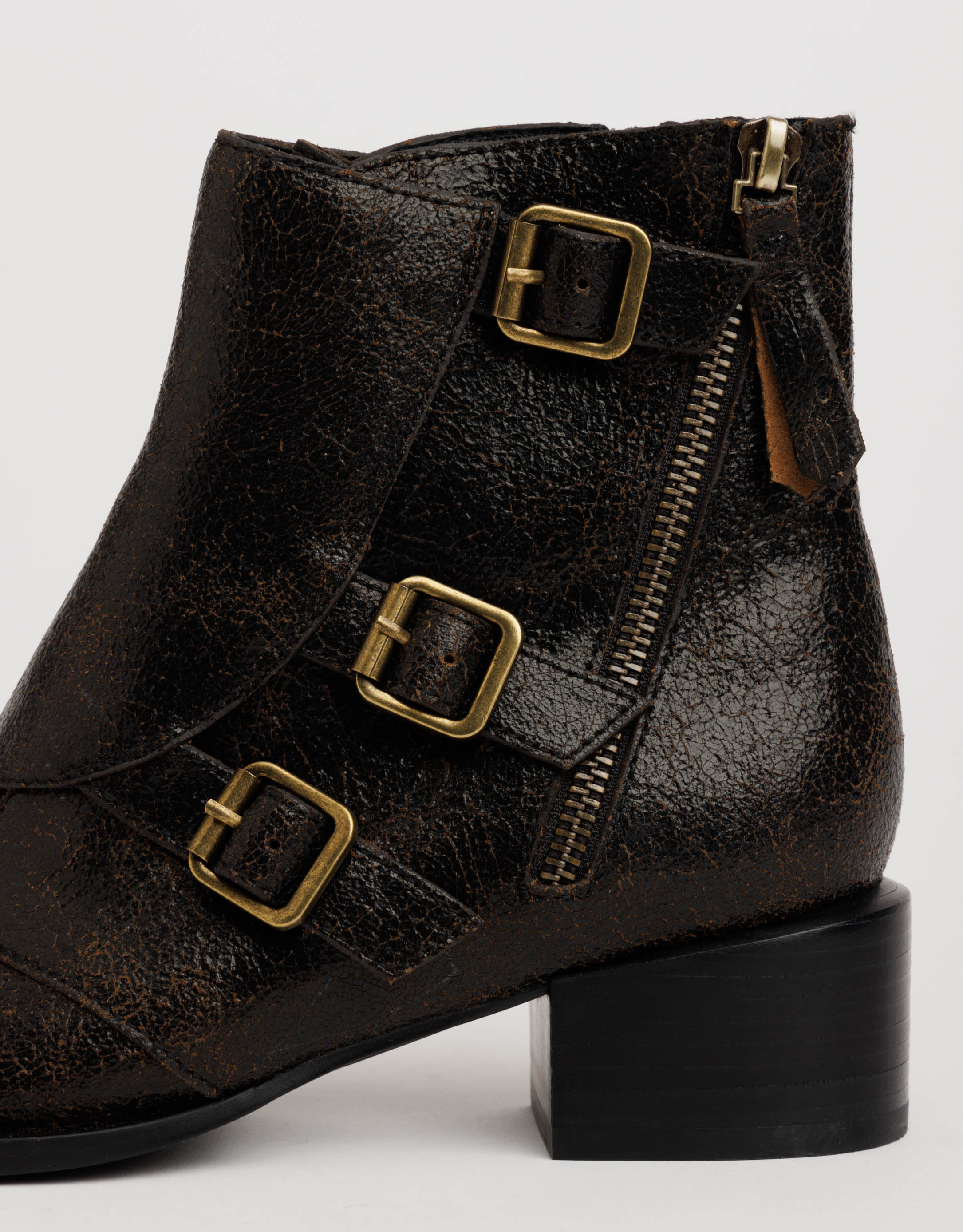 נעלי נשים - Jeffrey Campbell - מגפוני עור DUCKI - חום1