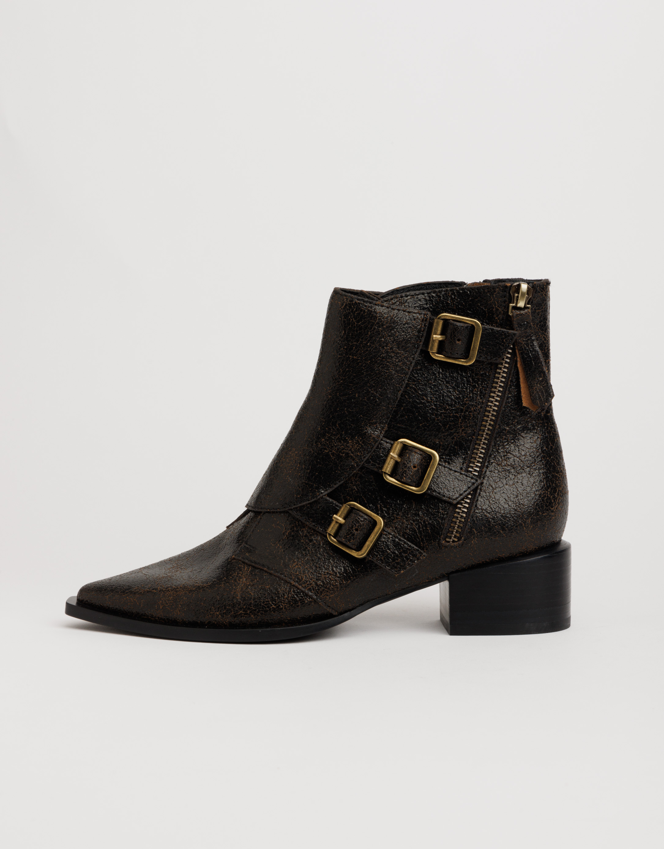 נעלי נשים - Jeffrey Campbell - מגפוני עור DUCKI - חום4