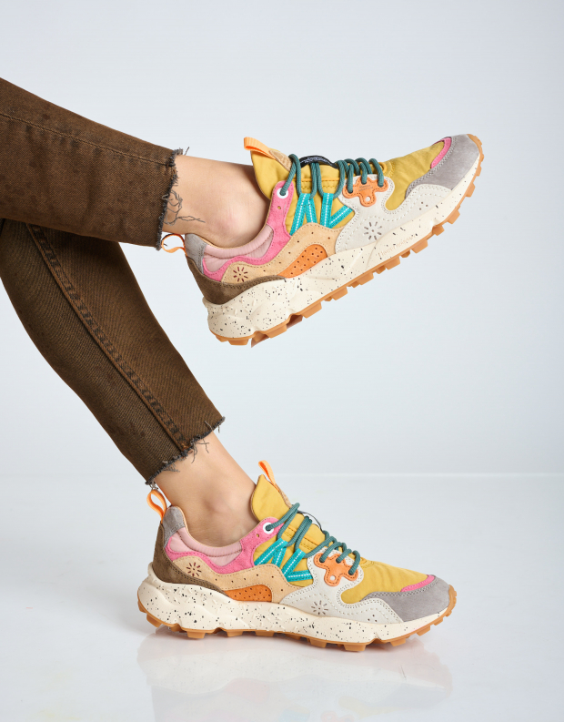 נעלי נשים - Flower Mountain - סניקרס YAMANO 3 - צהוב   אפור