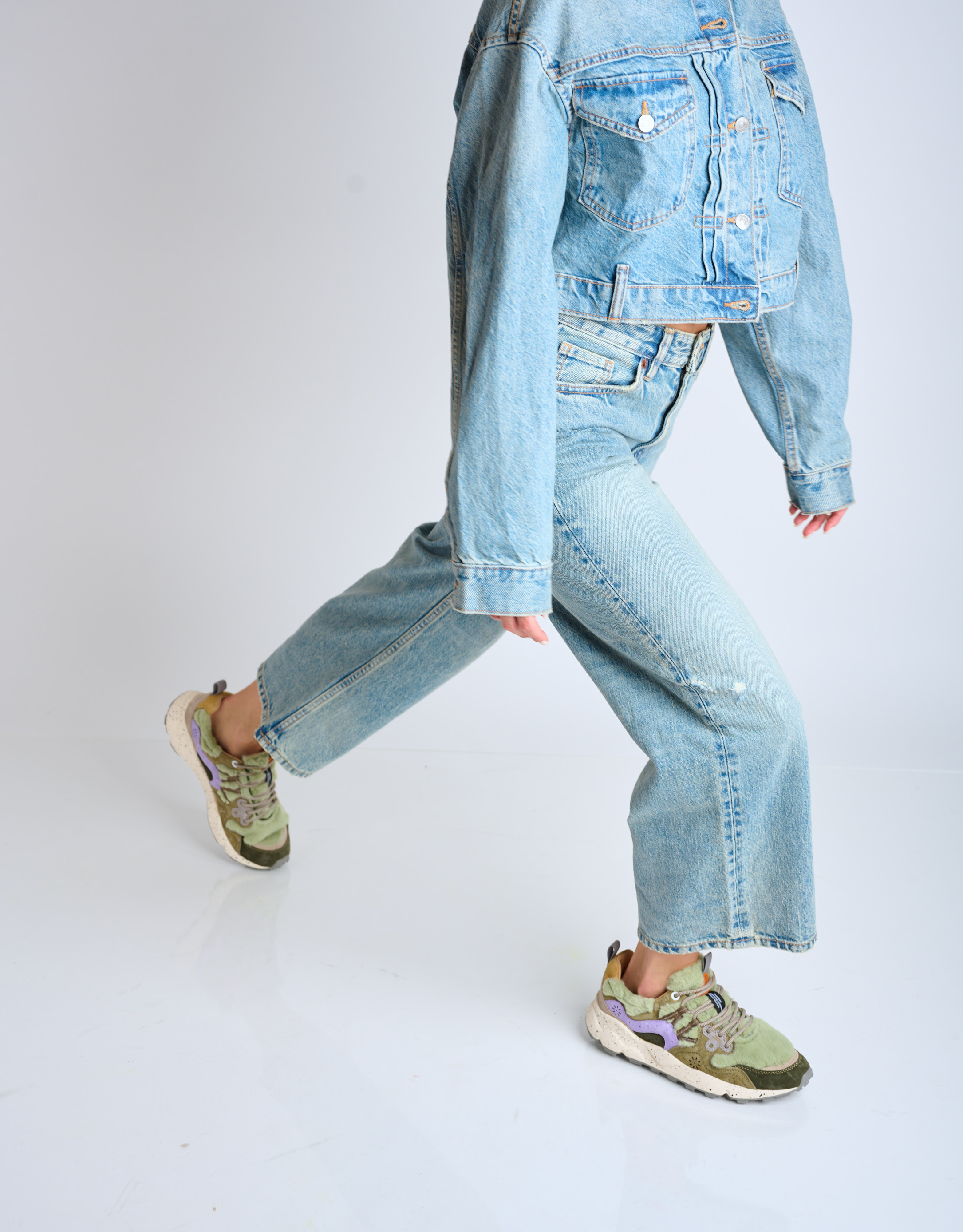 נעלי נשים - Flower Mountain - סניקרס YAMANO 3 פרוותי - ירוק