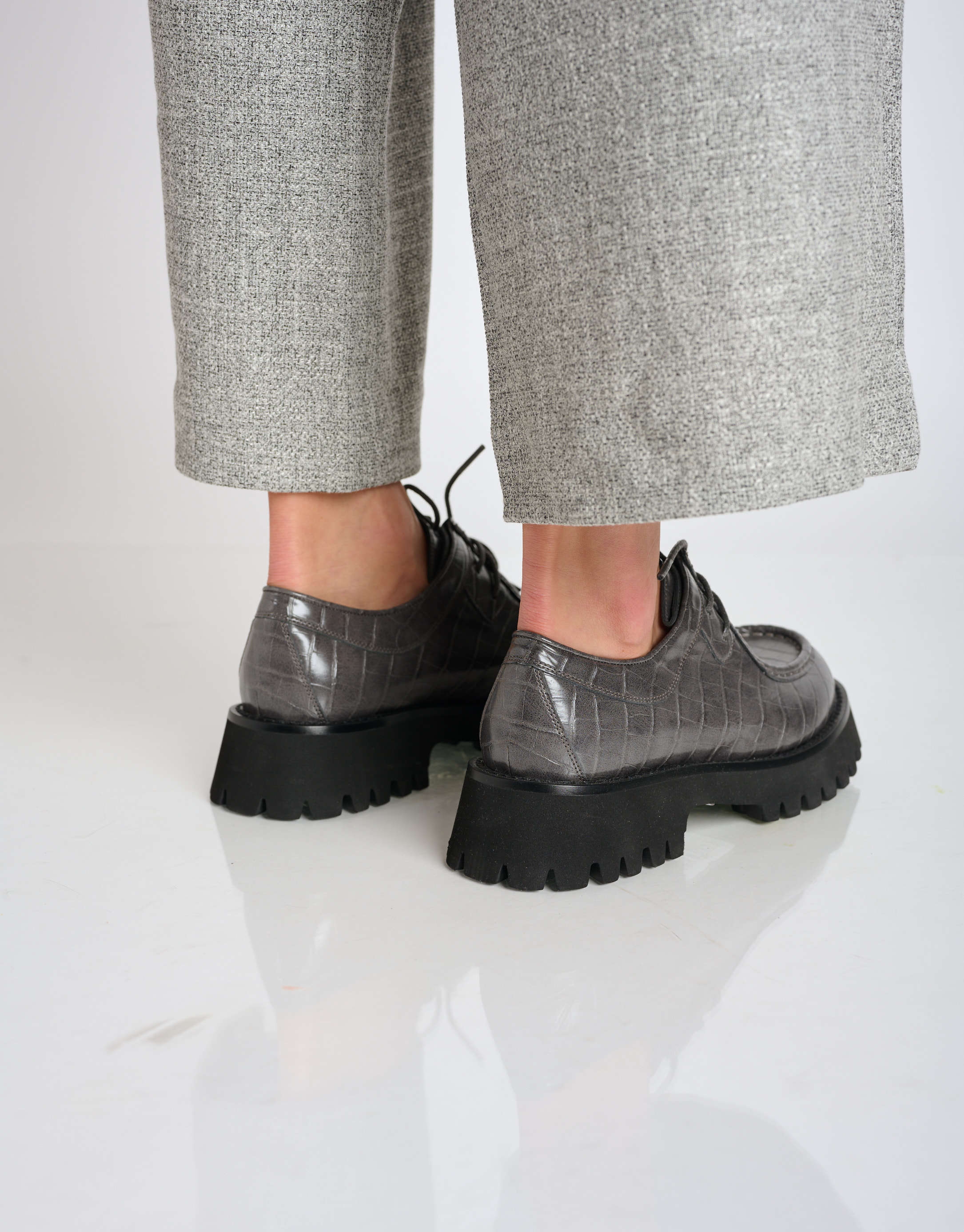 נעלי נשים - Jeffrey Campbell - נעלי אוקספורד WRITER CROC - אפור4