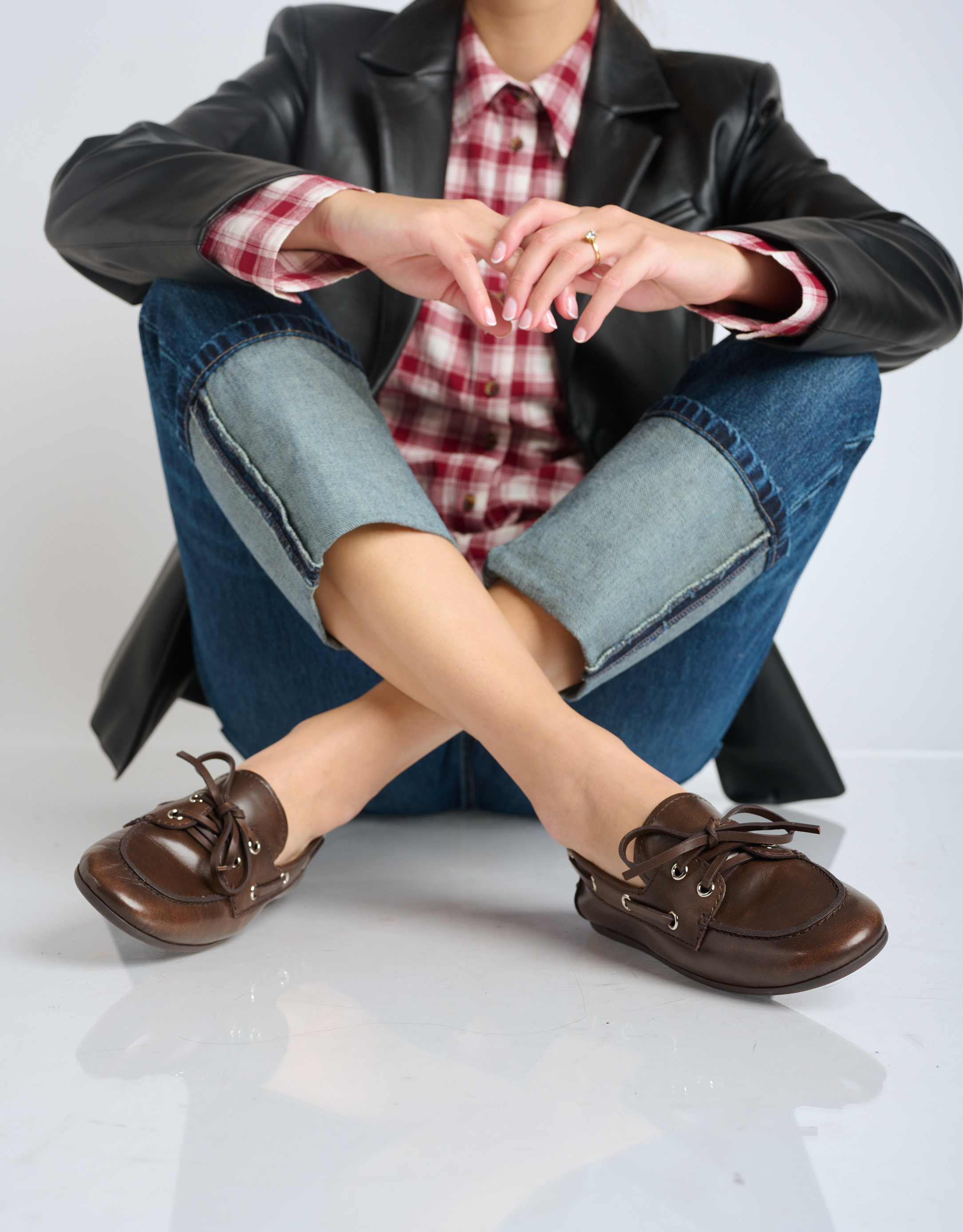 נעלי נשים - Jeffrey Campbell - נעלי מוקסין מעור BOAST - חום1