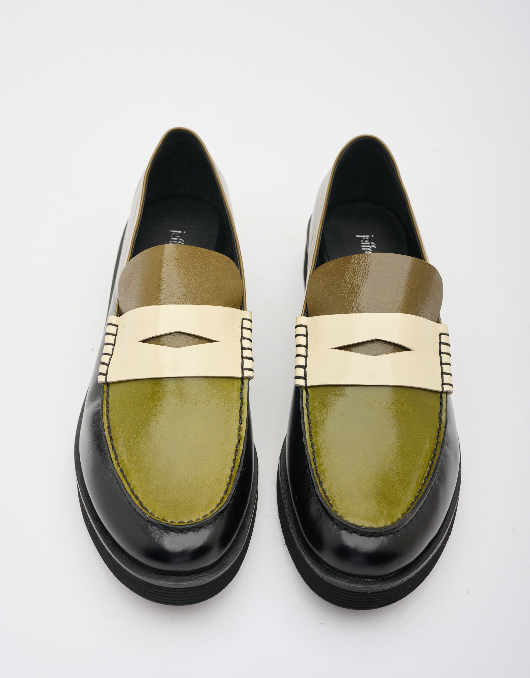 נעלי נשים - Jeffrey Campbell - מוקסינים צבעונים LENNA - שחור ירוק2