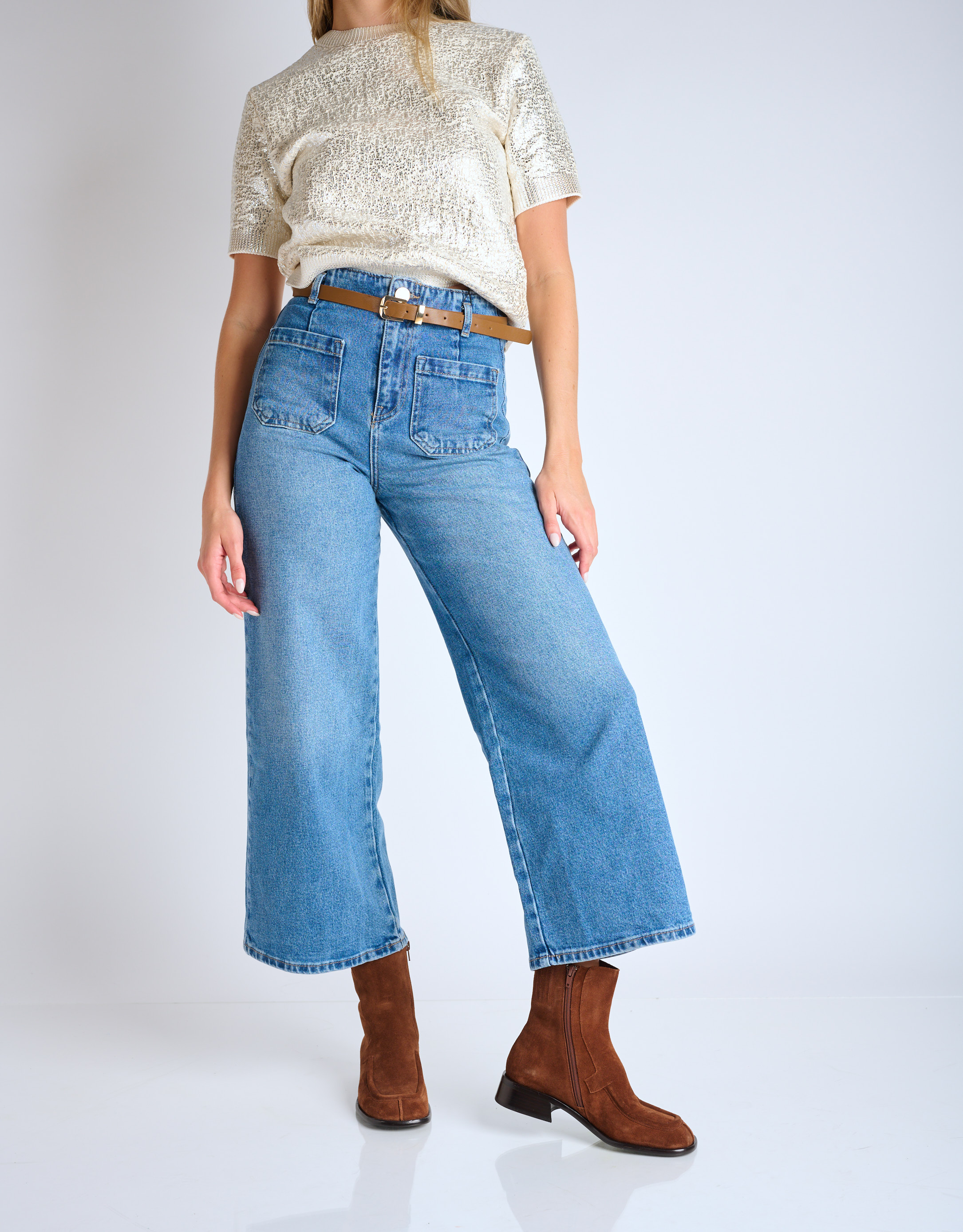 נעלי נשים - Jeffrey Campbell - מגפונים שטוחים מזמש  ODET - קוניאק1