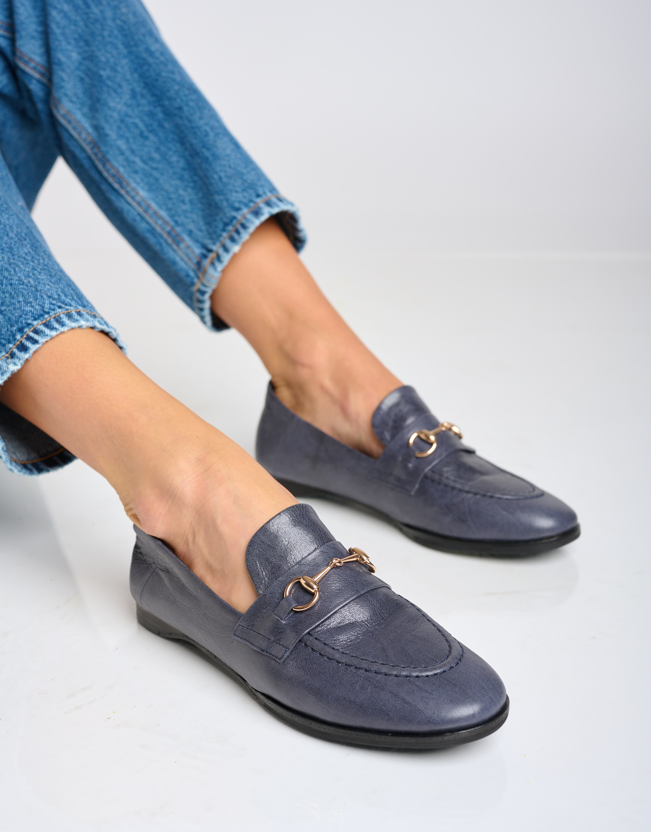 נעלי נשים - Yuko Imanishi - נעלי מוקסינים SACHI - כחול1