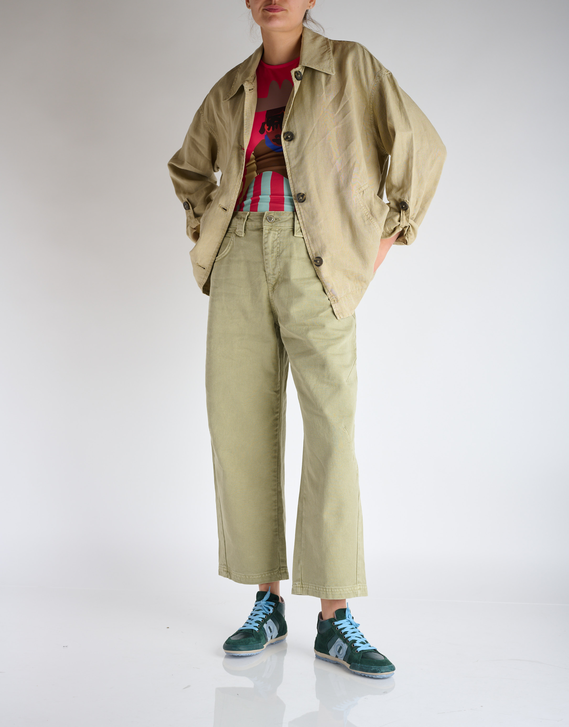 נעלי נשים - Aro - סניקרס גבוהות מטאליות IDO - ירוק3