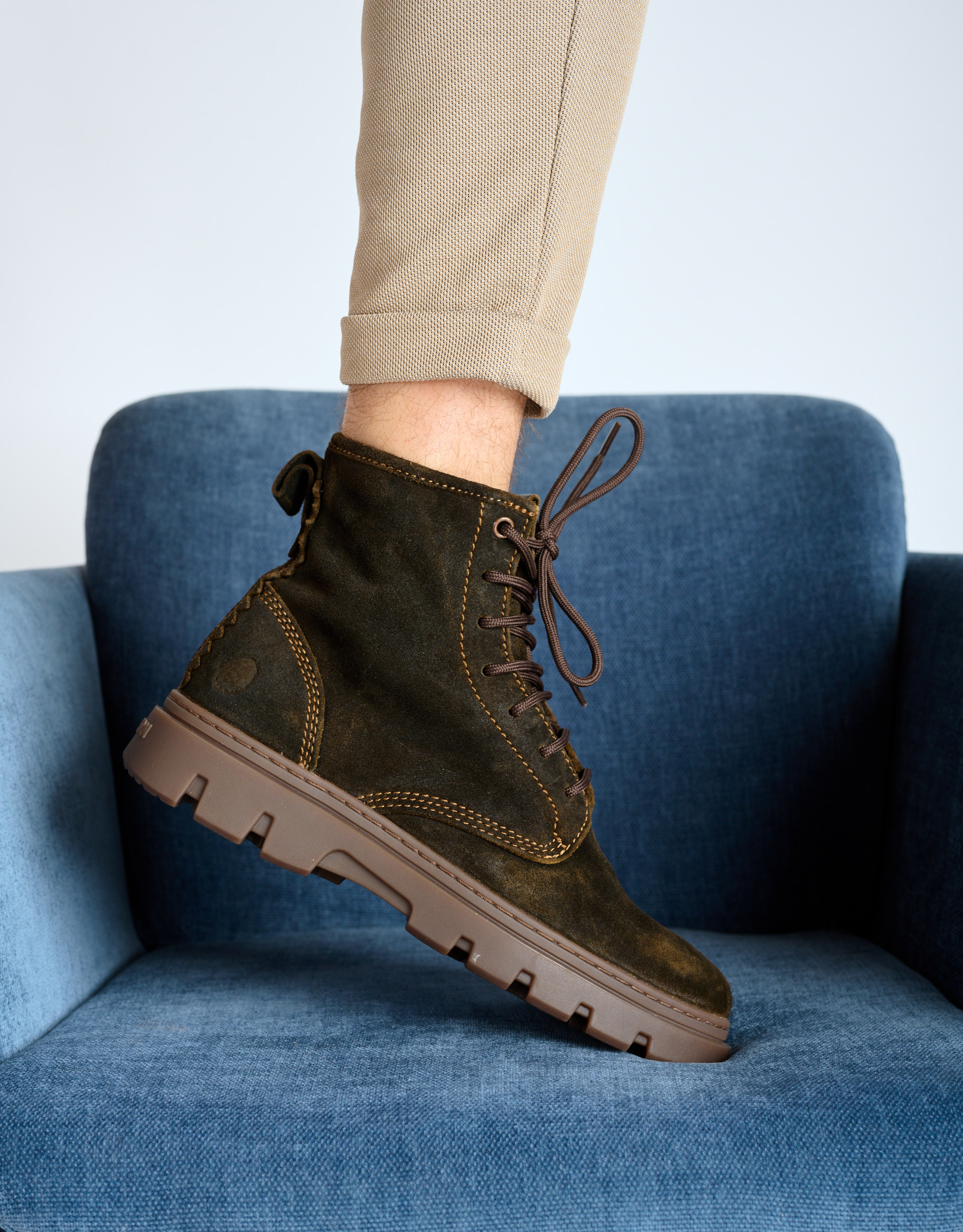 נעלי גברים - Satorisan - מגפונים עם שרוכים UNALOME - חום1