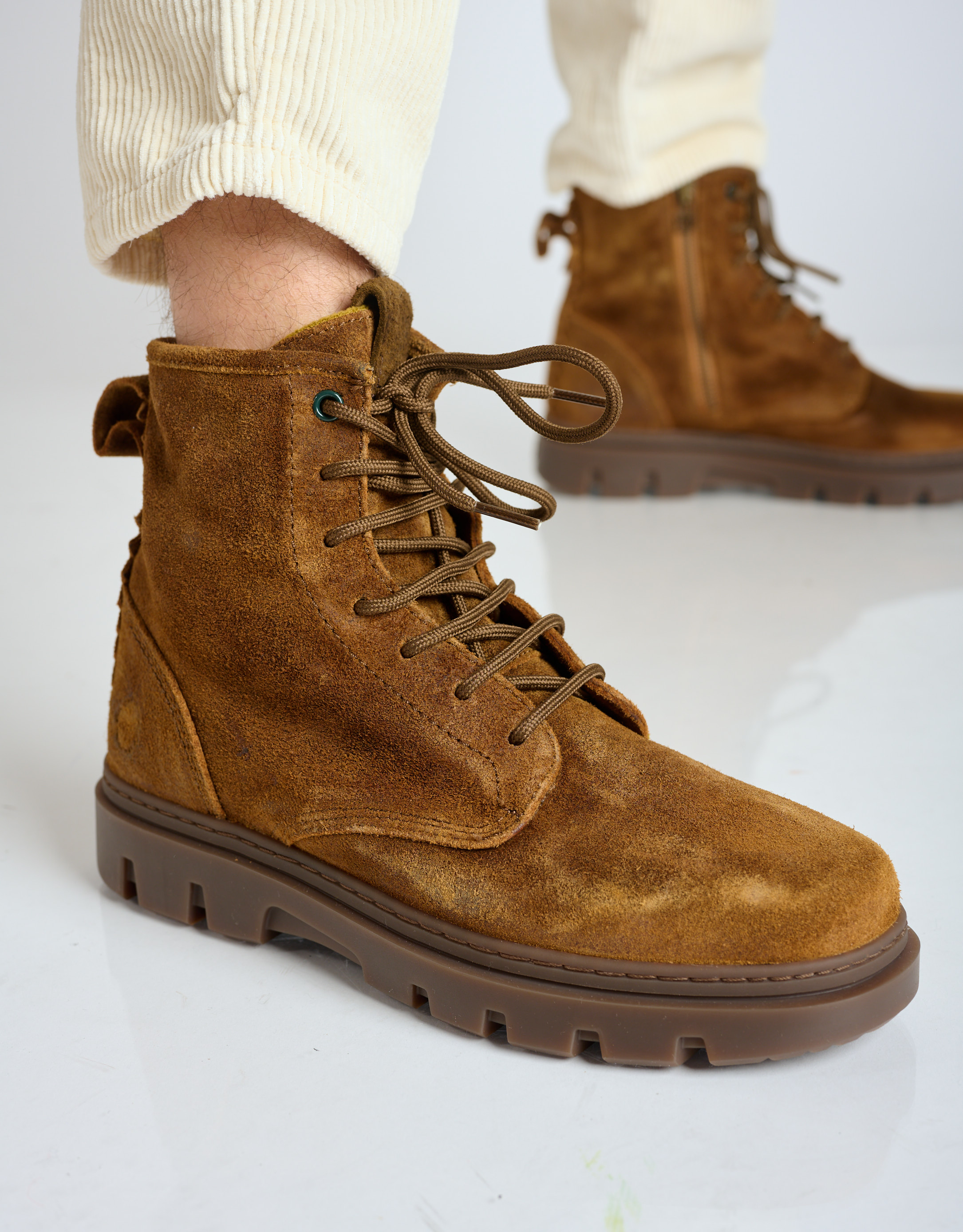 נעלי גברים - Satorisan - מגפונים עם שרוכים UNALOME - קאמל3