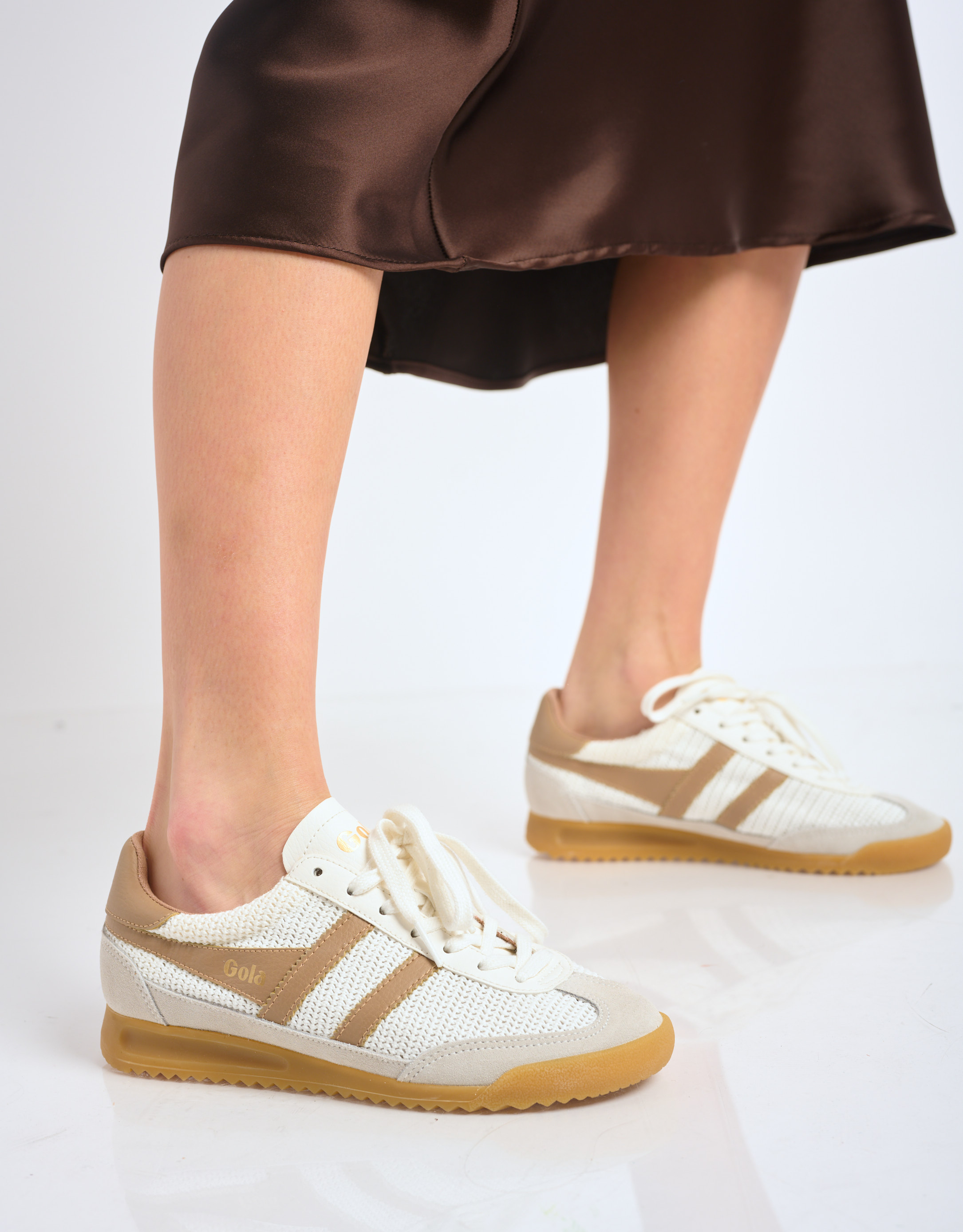 נעלי נשים - Gola - סניקרס TORNADO ZEPHYR - לבן   חום2