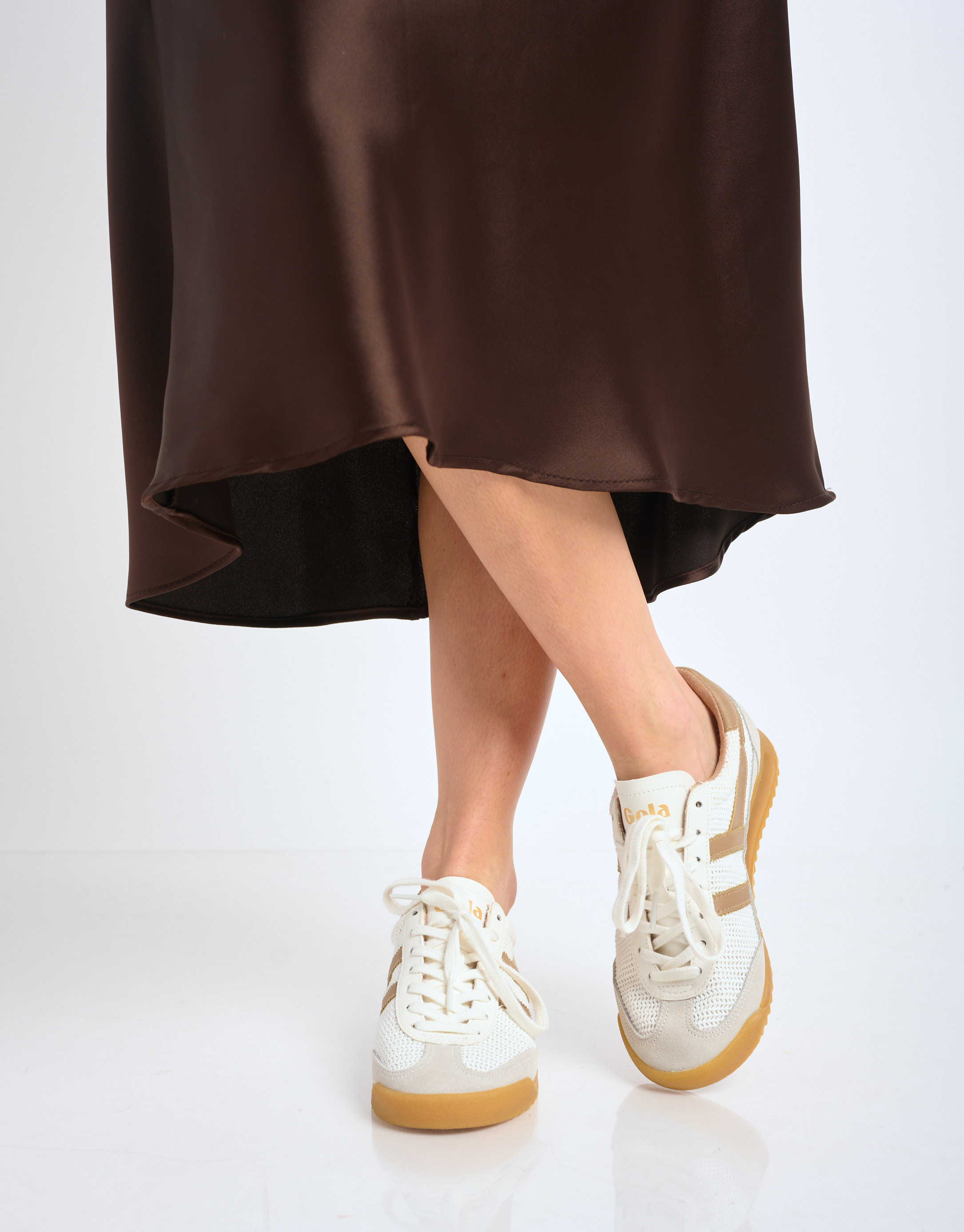 נעלי נשים - Gola - סניקרס TORNADO ZEPHYR - לבן   חום4