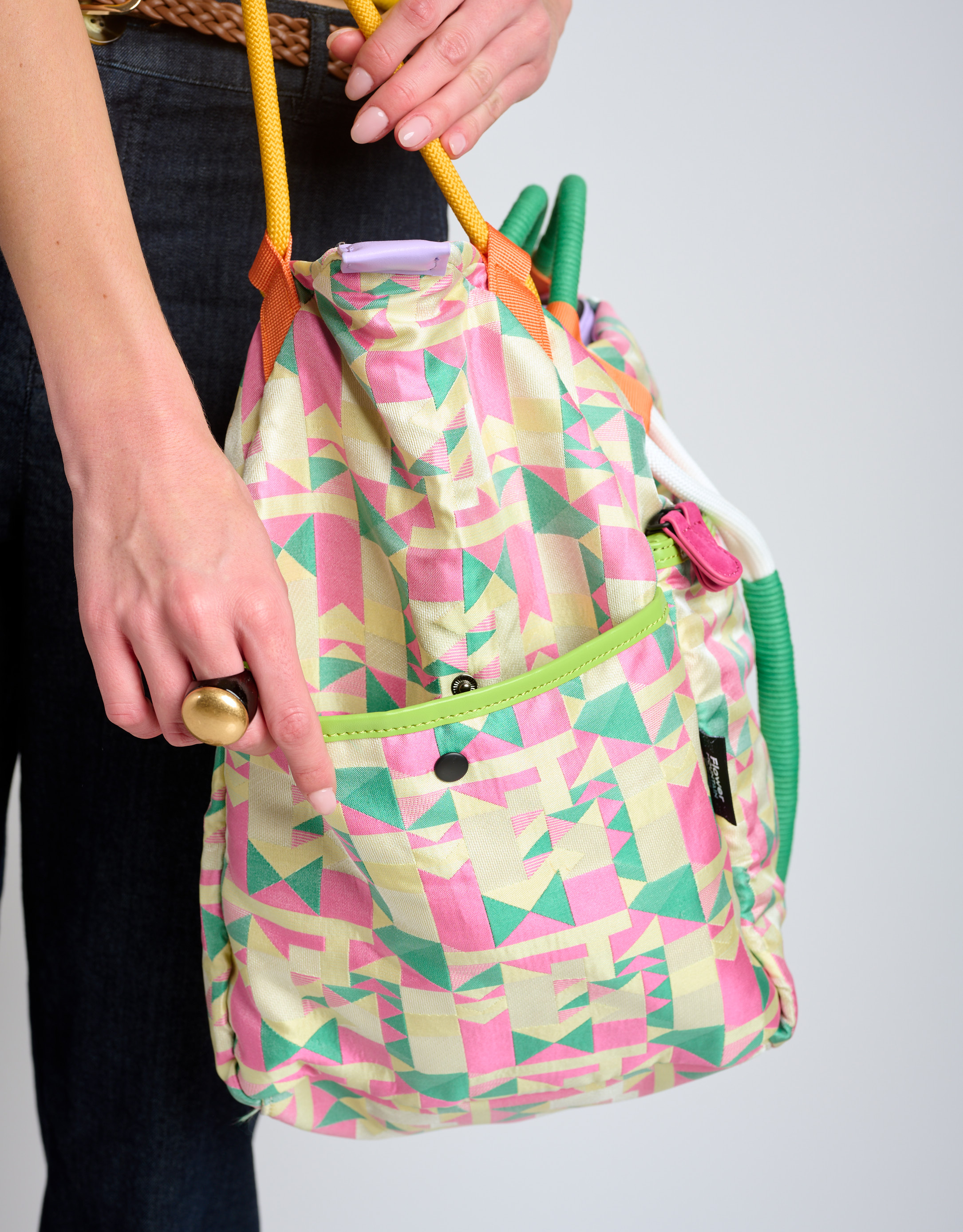 נעלי נשים - Flower Mountain - תיק צד גדול WEEKEND - ירוק   ורוד2