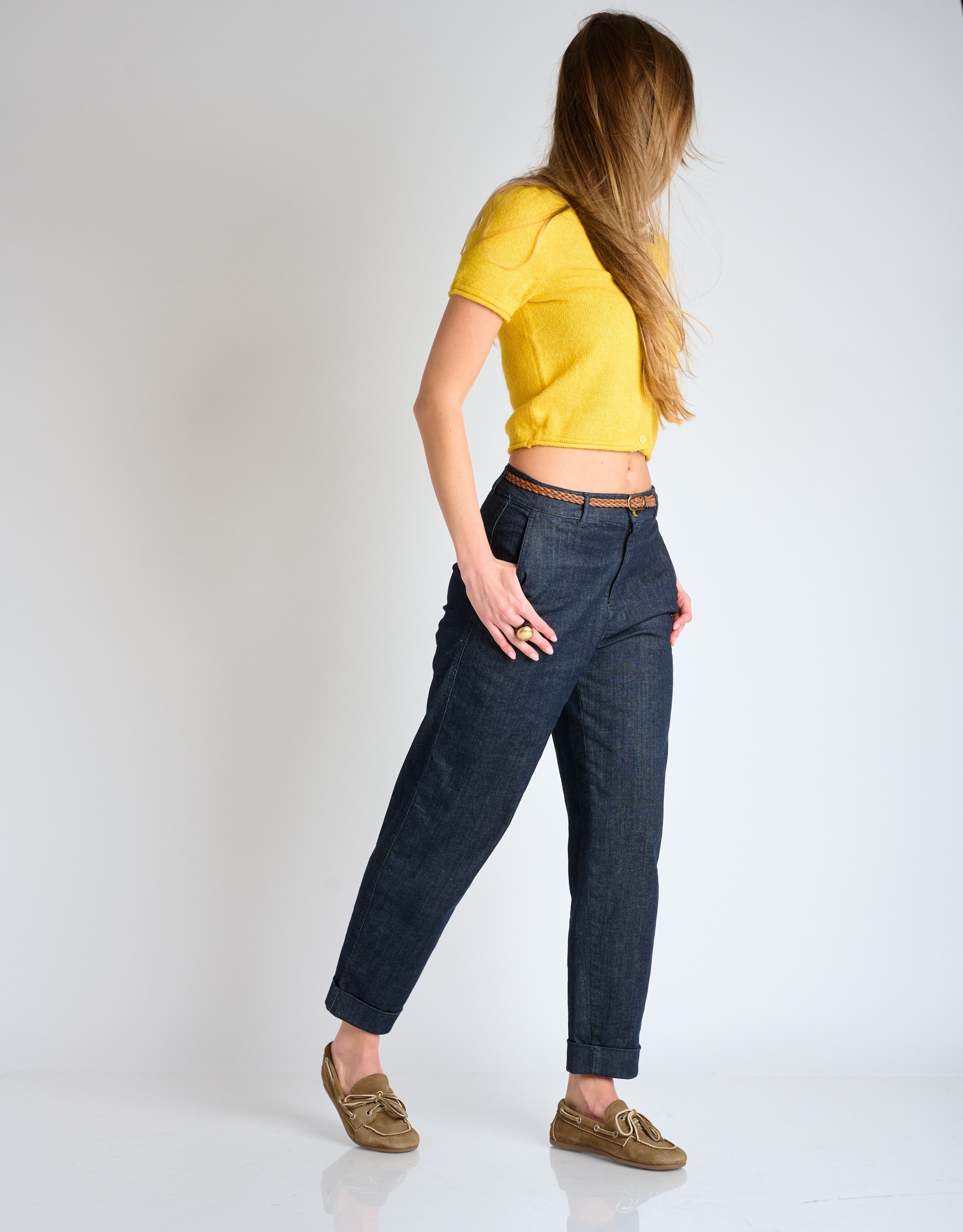 נעלי נשים - Jeffrey Campbell - נעלי מוקסין זמש BOAST - חום1