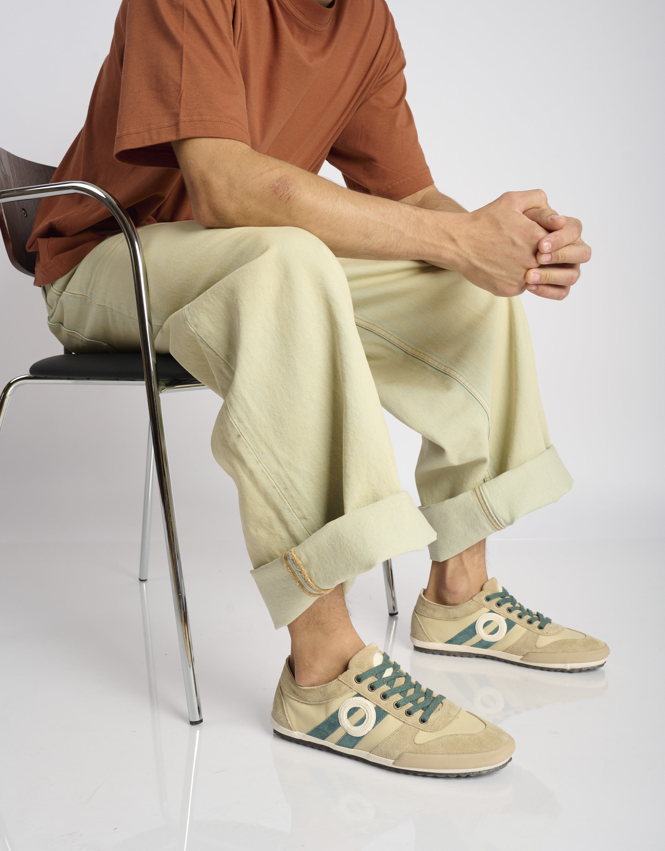 נעלי גברים - Aro - סניקרס עור IDO - אבן1