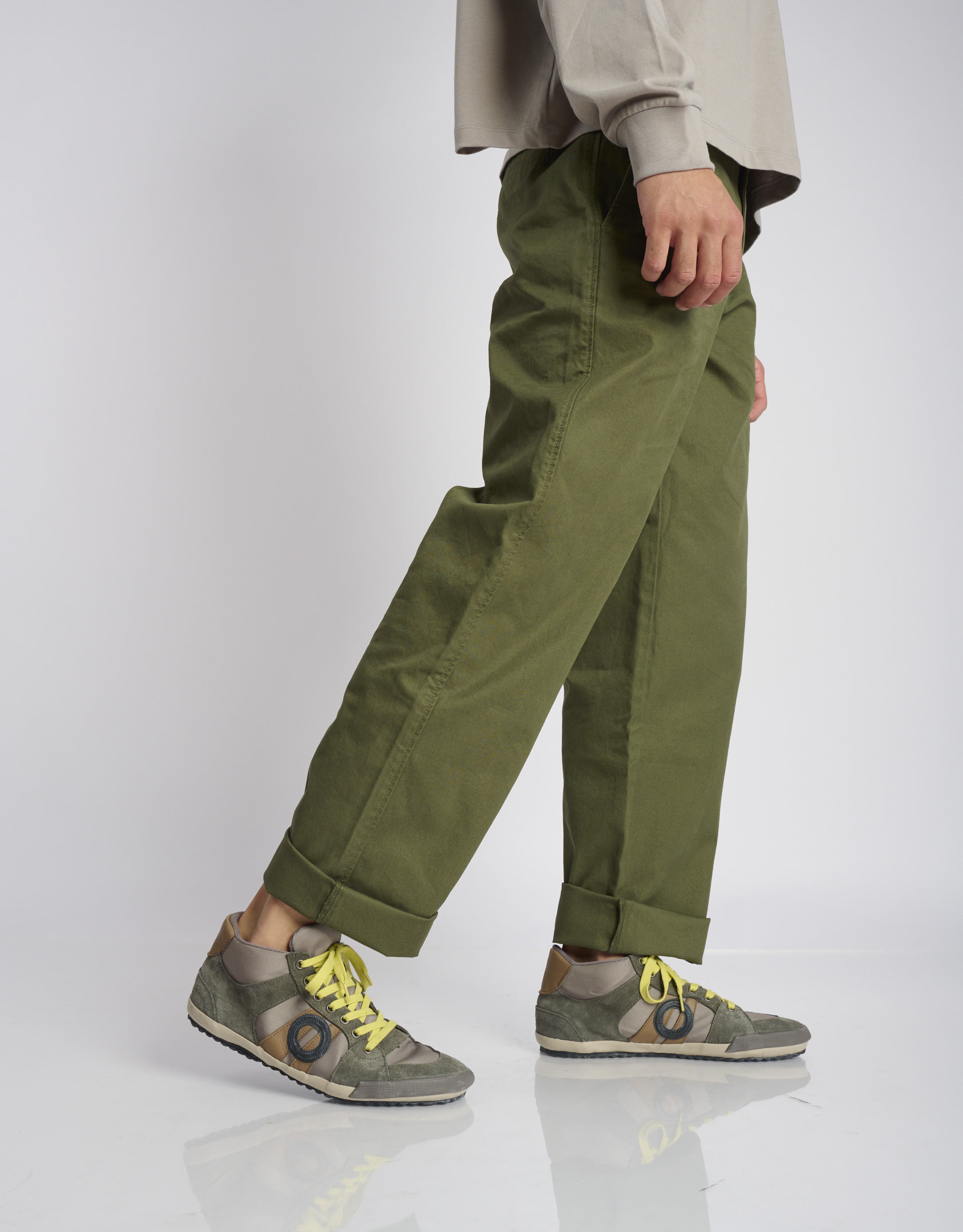 נעלי גברים - Aro - סניקרס גבוהות בד ועור IDO - אפור1