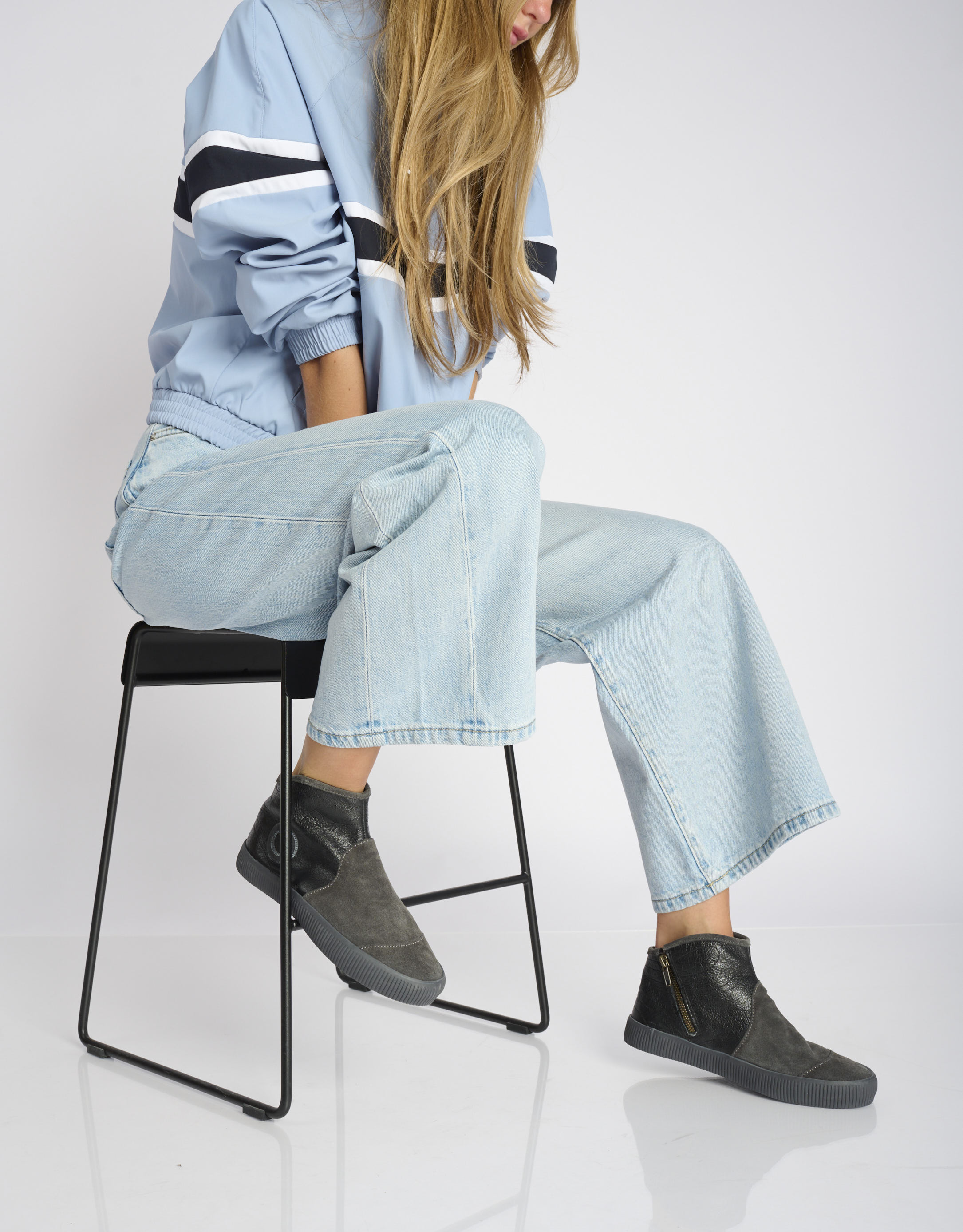 נעלי נשים - Aro - מגפונים משולבים NOELLE - אפור   שחור1