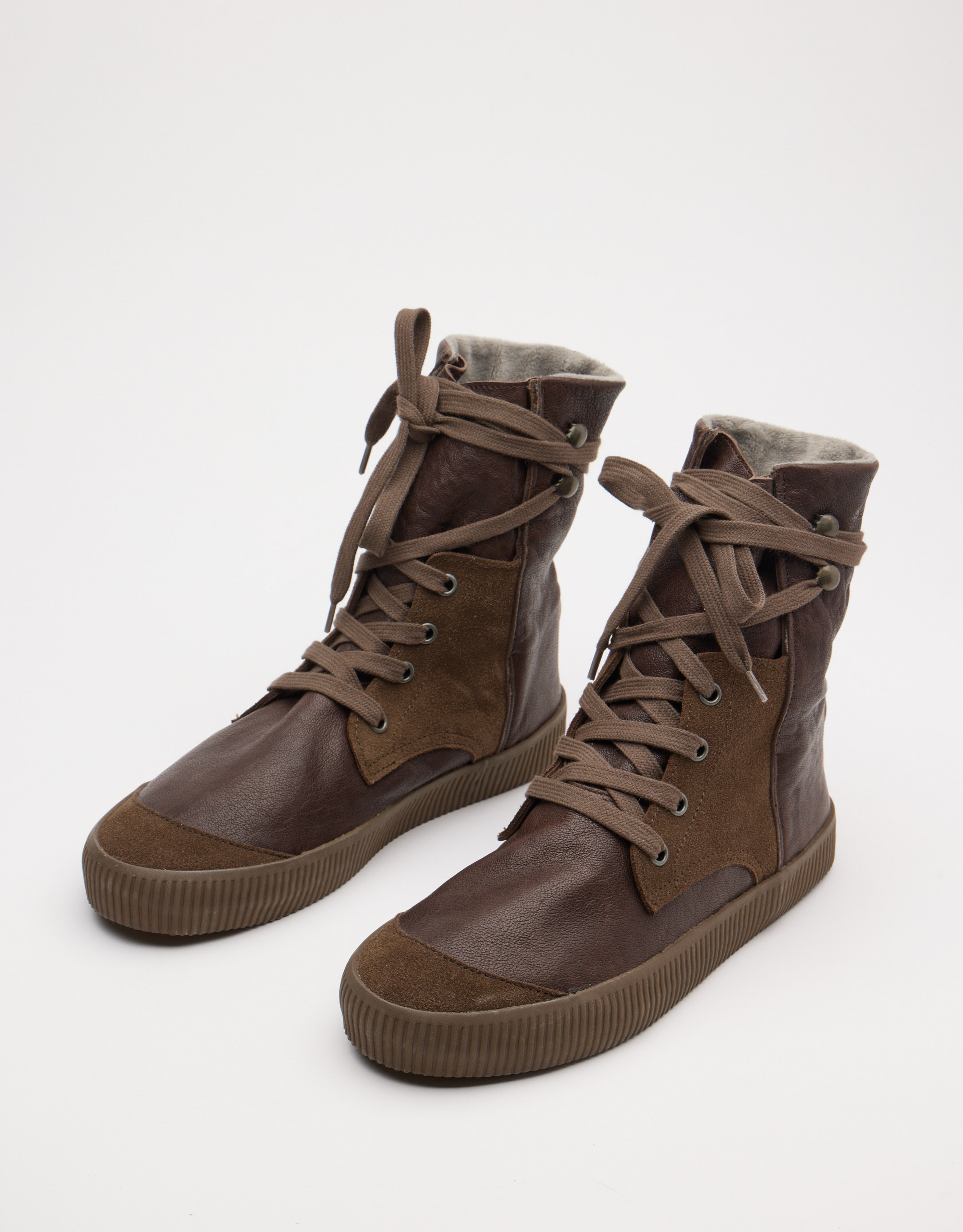 נעלי נשים - Aro - מגפונים עם שרוכים NOELLE - חום כהה2