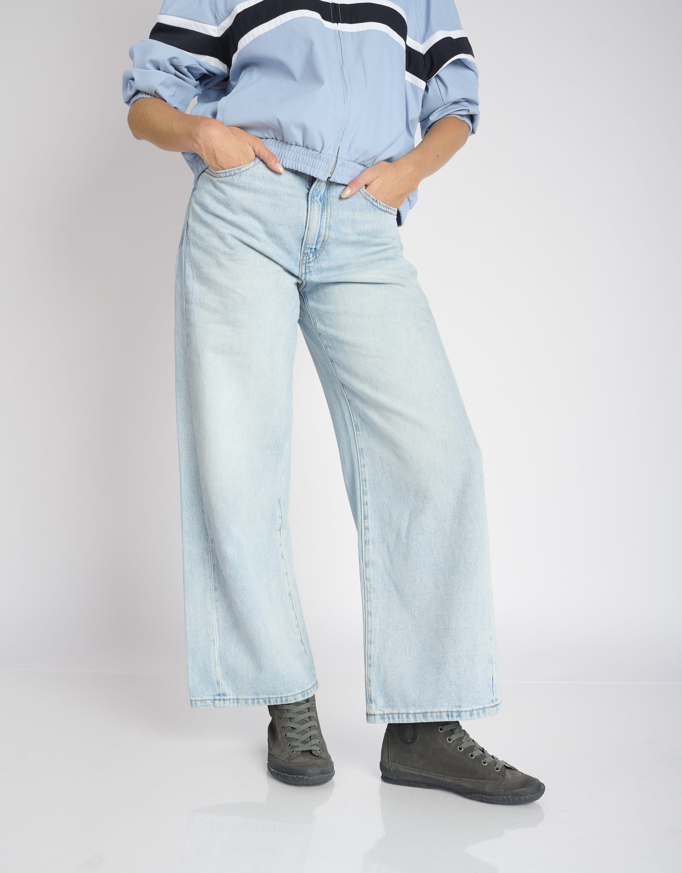 נעלי נשים - Aro - סניקרס עור גבוהות WILLY - אפור3