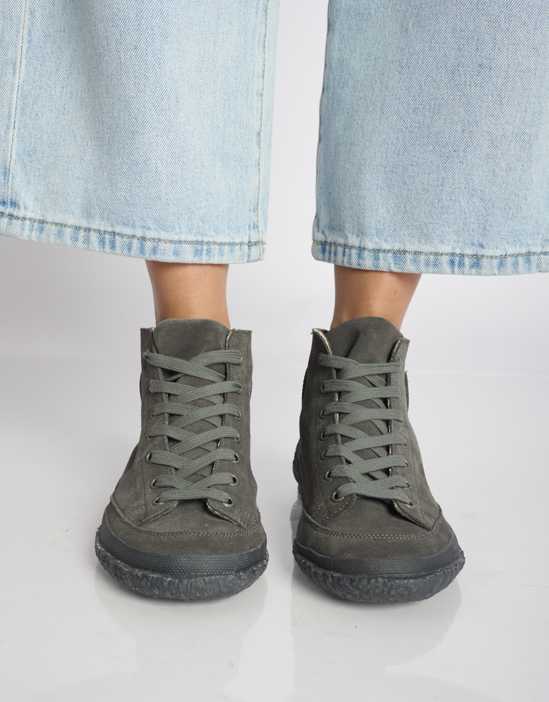 נעלי נשים - Aro - סניקרס עור גבוהות WILLY - אפור4