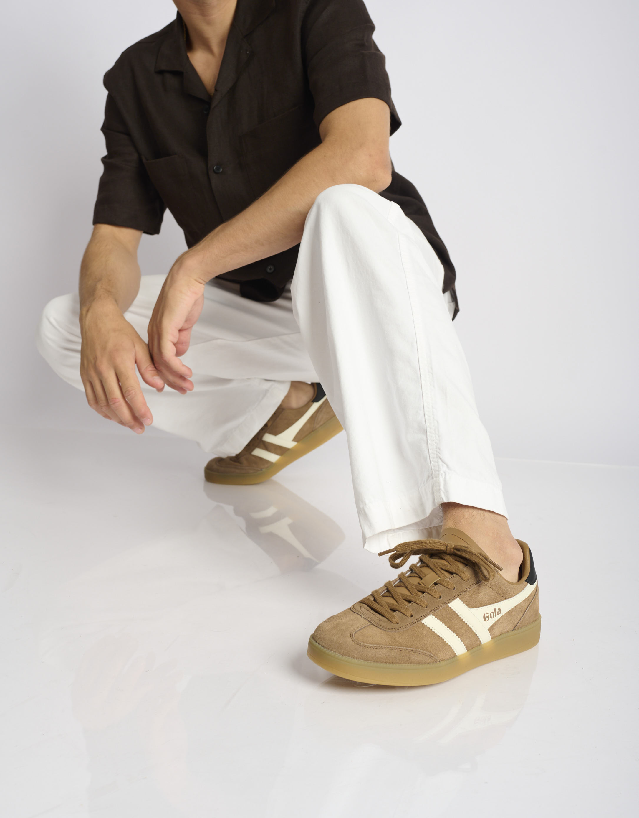 נעלי גברים - Gola - סניקרס זמש VIPER - חום בהיר1