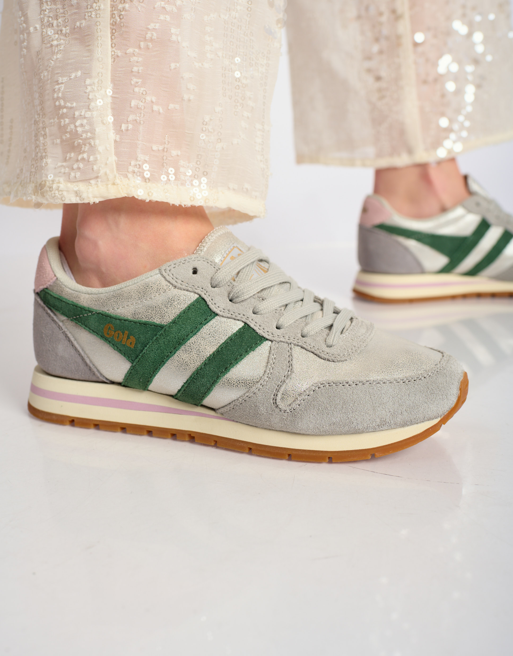נעלי נשים - Gola - סניקרס DAYTONA BLAZE - כסף   ירוק2