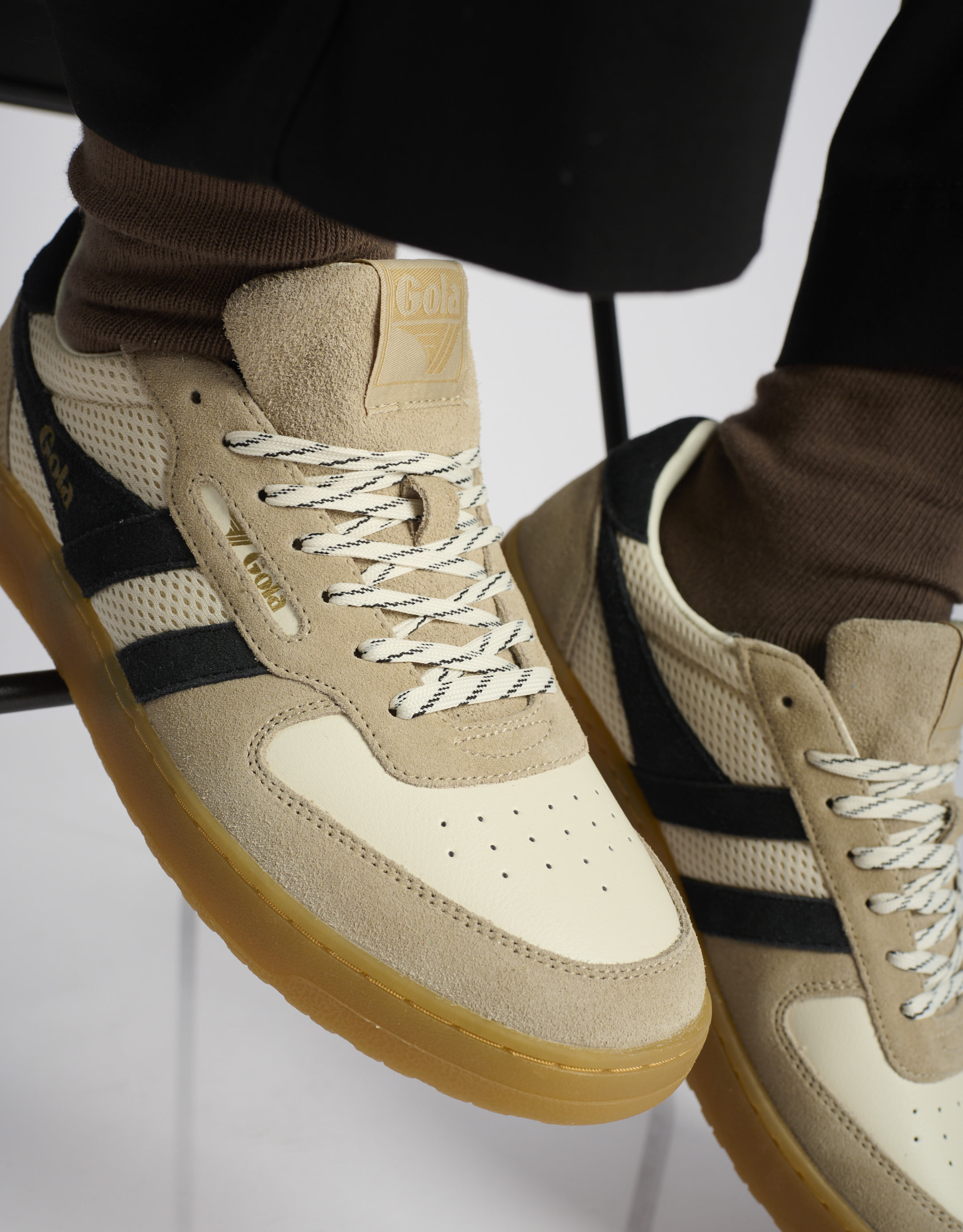 נעלי גברים - Gola - סניקרס בד וזמש HAWK 83 - לבן   שחור3